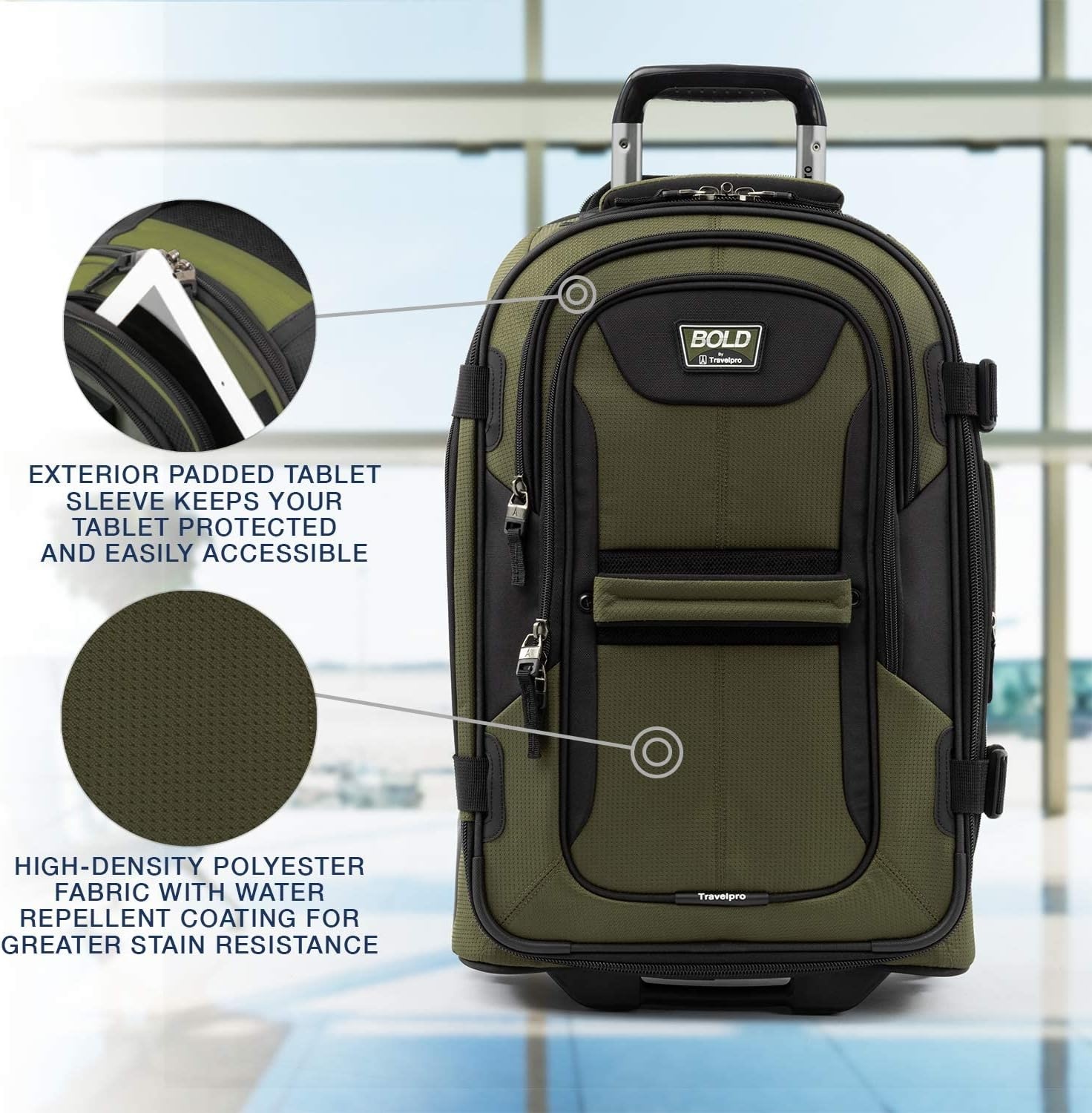 image:imageTravelpro Bold Softside CarryOn Rollaboard GreyBlack 2Piece SetOliveBlack
