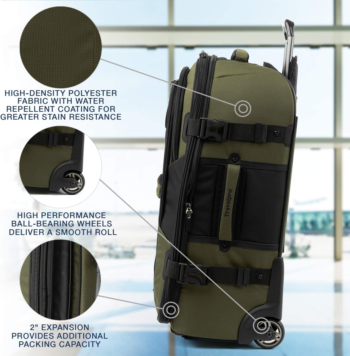 image:imageTravelpro Bold Softside CarryOn Rollaboard GreyBlack 2Piece SetOliveBlack