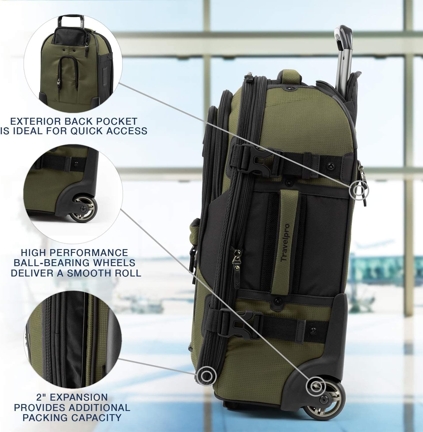 image:imageTravelpro Bold Softside CarryOn Rollaboard GreyBlack 2Piece SetOliveBlack