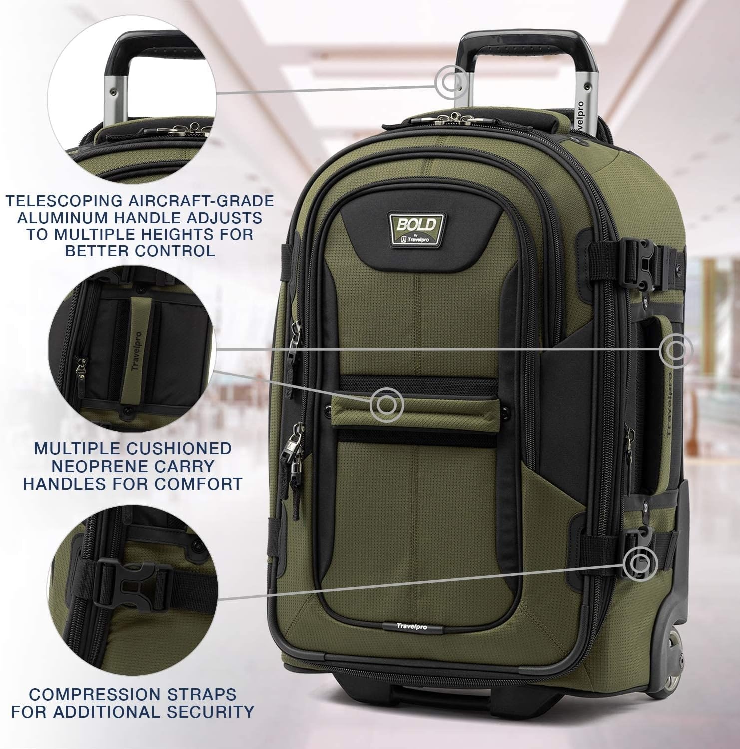 image:imageTravelpro Bold Softside CarryOn Rollaboard GreyBlack 2Piece SetOliveBlack