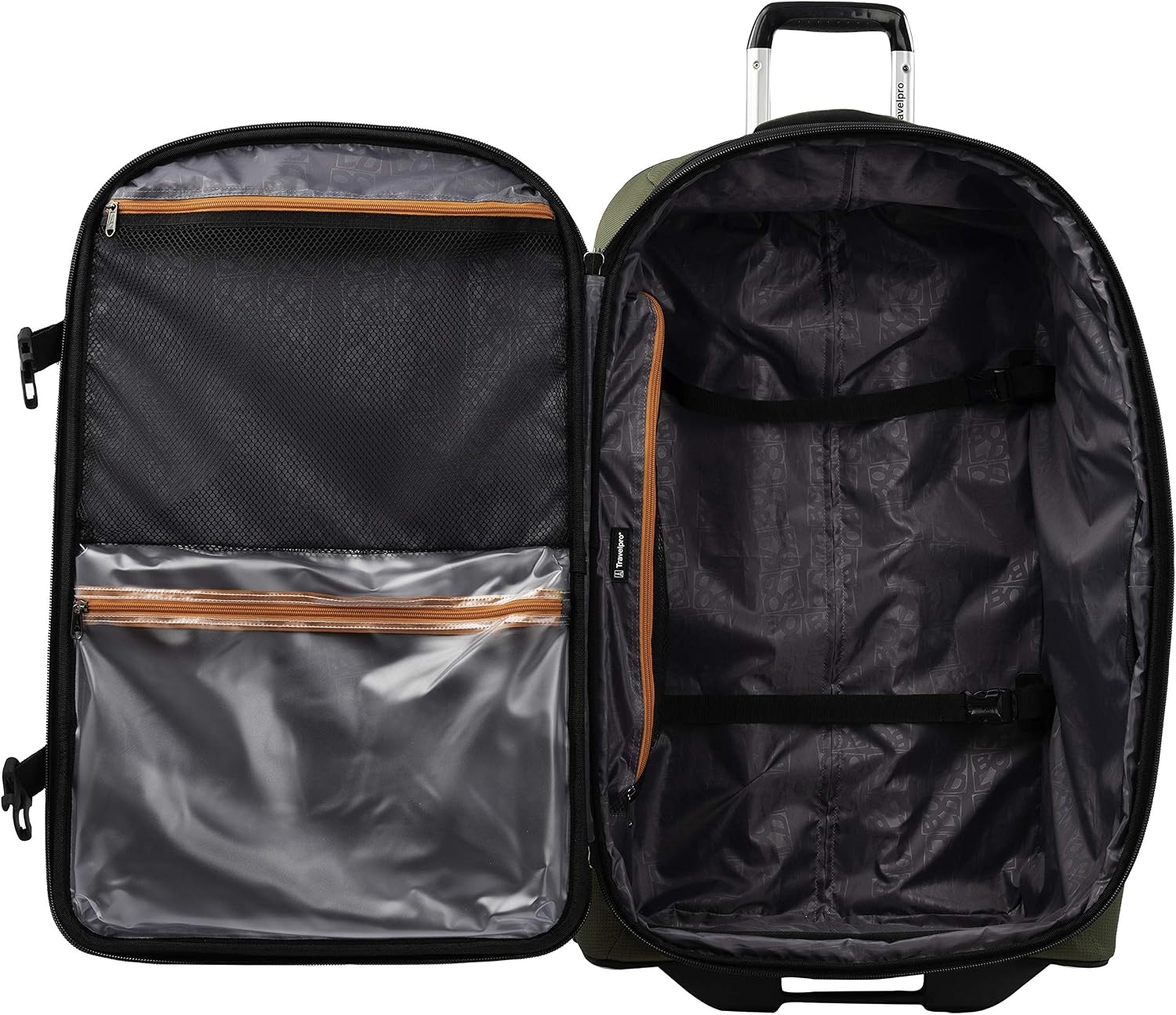 image:imageTravelpro Bold Softside CarryOn Rollaboard GreyBlack 2Piece SetOliveBlack