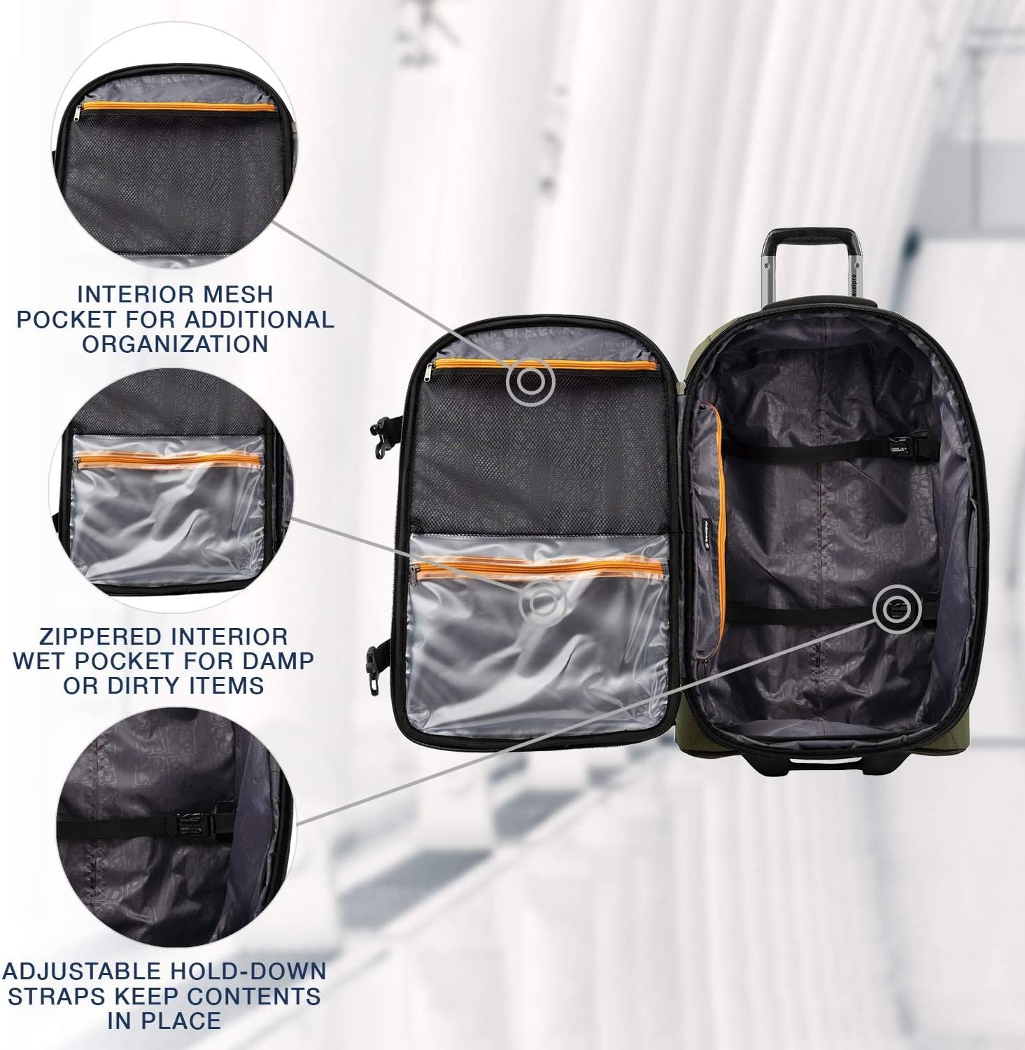 image:imageTravelpro Bold Softside CarryOn Rollaboard GreyBlack 2Piece SetOliveBlack
