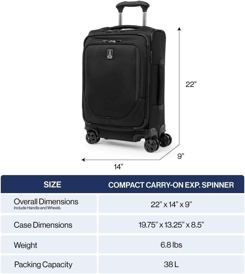 image:imageTravelpro Crew Classic Softside CarryOn Luggage Black 20Inch Compact Lightweight amp Expandable With 8 Spinner Wheels Compression Organizer amp Multiple Interior Pockets for Men amp WomenTitanium Grey