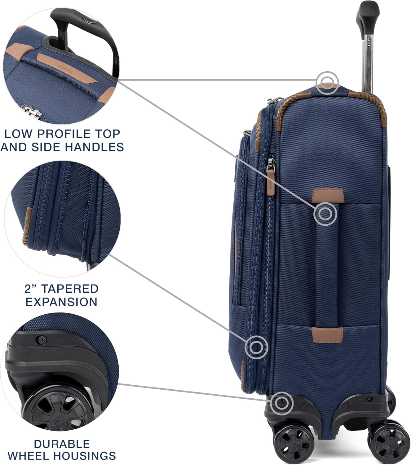 image:imageTravelpro Crew Classic Softside CarryOn Luggage Black 20Inch Compact Lightweight amp Expandable With 8 Spinner Wheels Compression Organizer amp Multiple Interior Pockets for Men amp WomenPatriot Blue