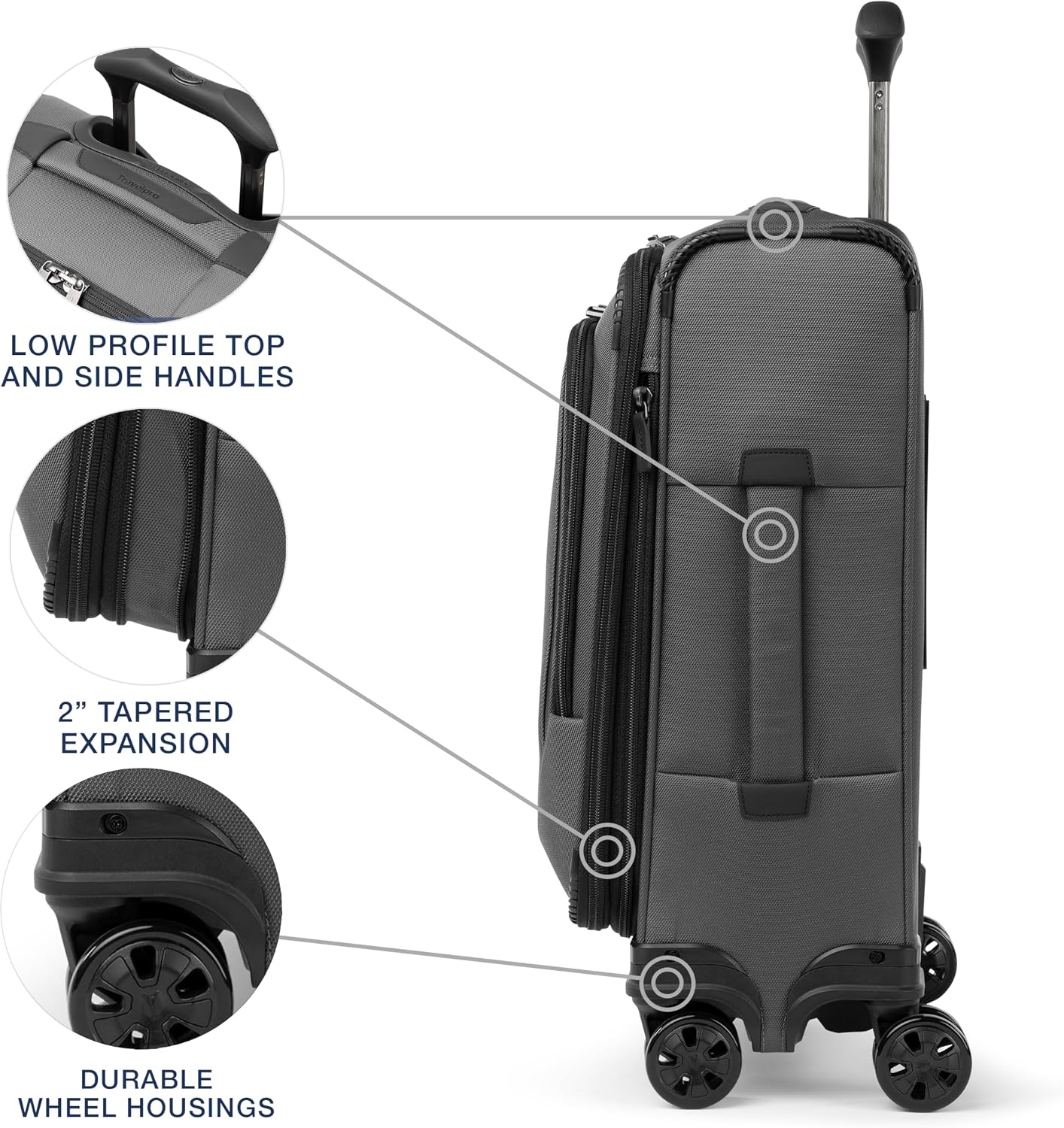 image:imageTravelpro Crew Classic Softside CarryOn Luggage Black 20Inch Compact Lightweight amp Expandable With 8 Spinner Wheels Compression Organizer amp Multiple Interior Pockets for Men amp WomenTitanium Grey