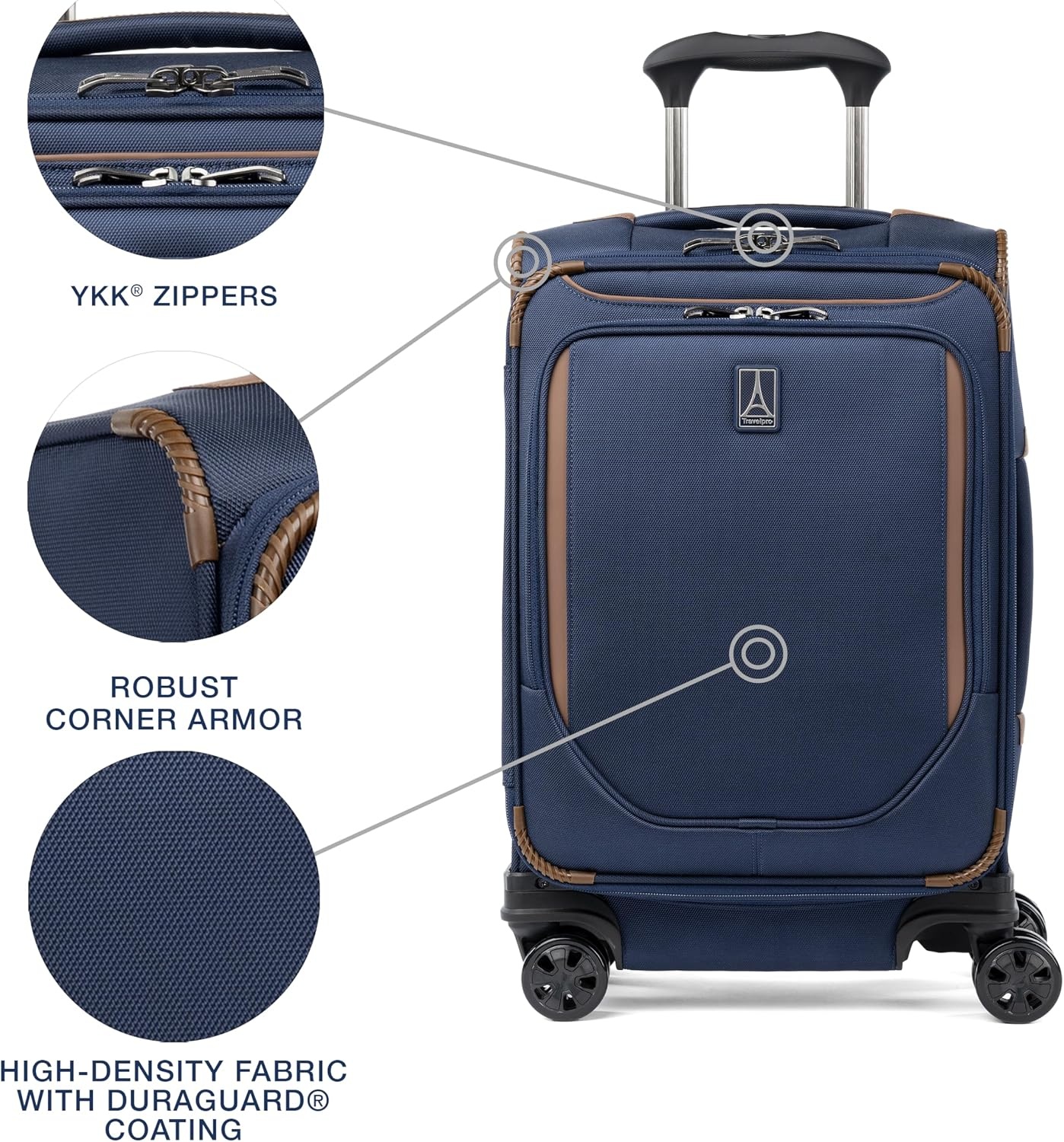 image:imageTravelpro Crew Classic Softside CarryOn Luggage Black 20Inch Compact Lightweight amp Expandable With 8 Spinner Wheels Compression Organizer amp Multiple Interior Pockets for Men amp WomenPatriot Blue