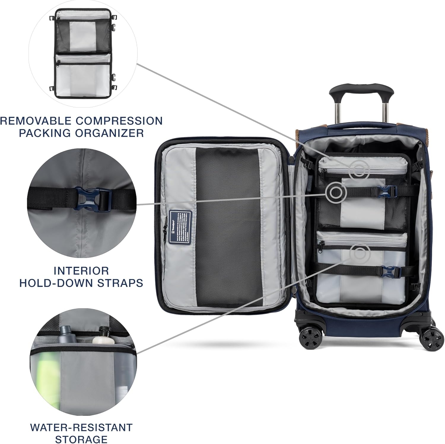 image:imageTravelpro Crew Classic Softside CarryOn Luggage Black 20Inch Compact Lightweight amp Expandable With 8 Spinner Wheels Compression Organizer amp Multiple Interior Pockets for Men amp WomenPatriot Blue