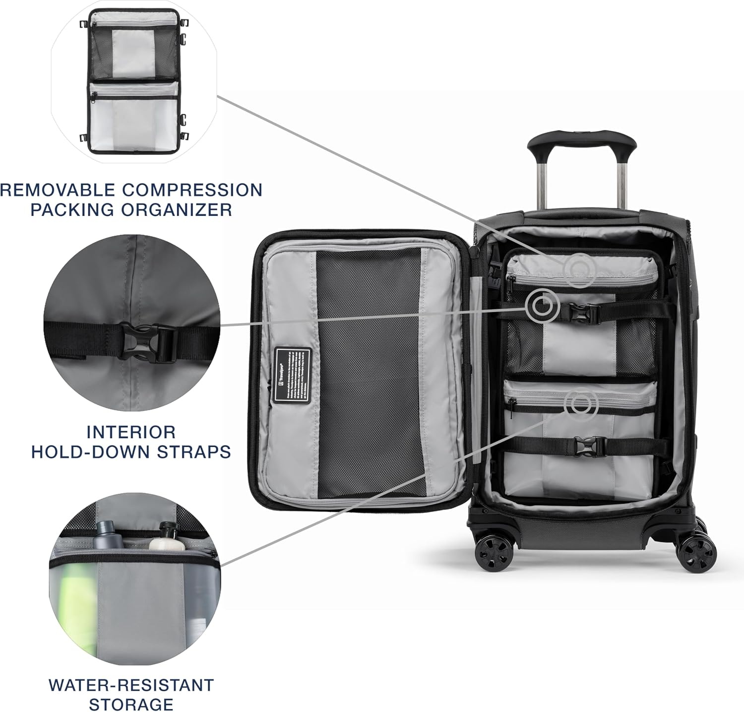 image:imageTravelpro Crew Classic Softside CarryOn Luggage Black 20Inch Compact Lightweight amp Expandable With 8 Spinner Wheels Compression Organizer amp Multiple Interior Pockets for Men amp WomenTitanium Grey