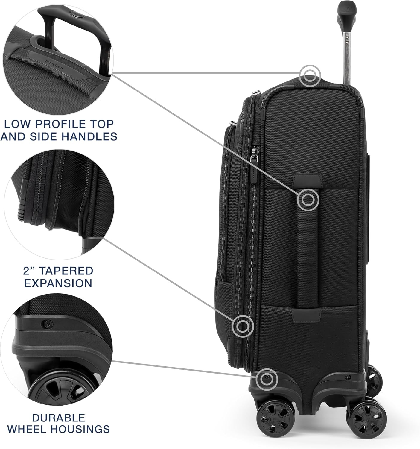 image:imageTravelpro Crew Classic Softside CarryOn Luggage Black 20Inch Compact Lightweight amp Expandable With 8 Spinner Wheels Compression Organizer amp Multiple Interior Pockets for Men amp WomenBlack