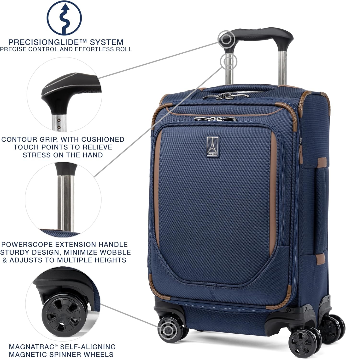 image:imageTravelpro Crew Classic Softside CarryOn Luggage Black 20Inch Compact Lightweight amp Expandable With 8 Spinner Wheels Compression Organizer amp Multiple Interior Pockets for Men amp WomenPatriot Blue