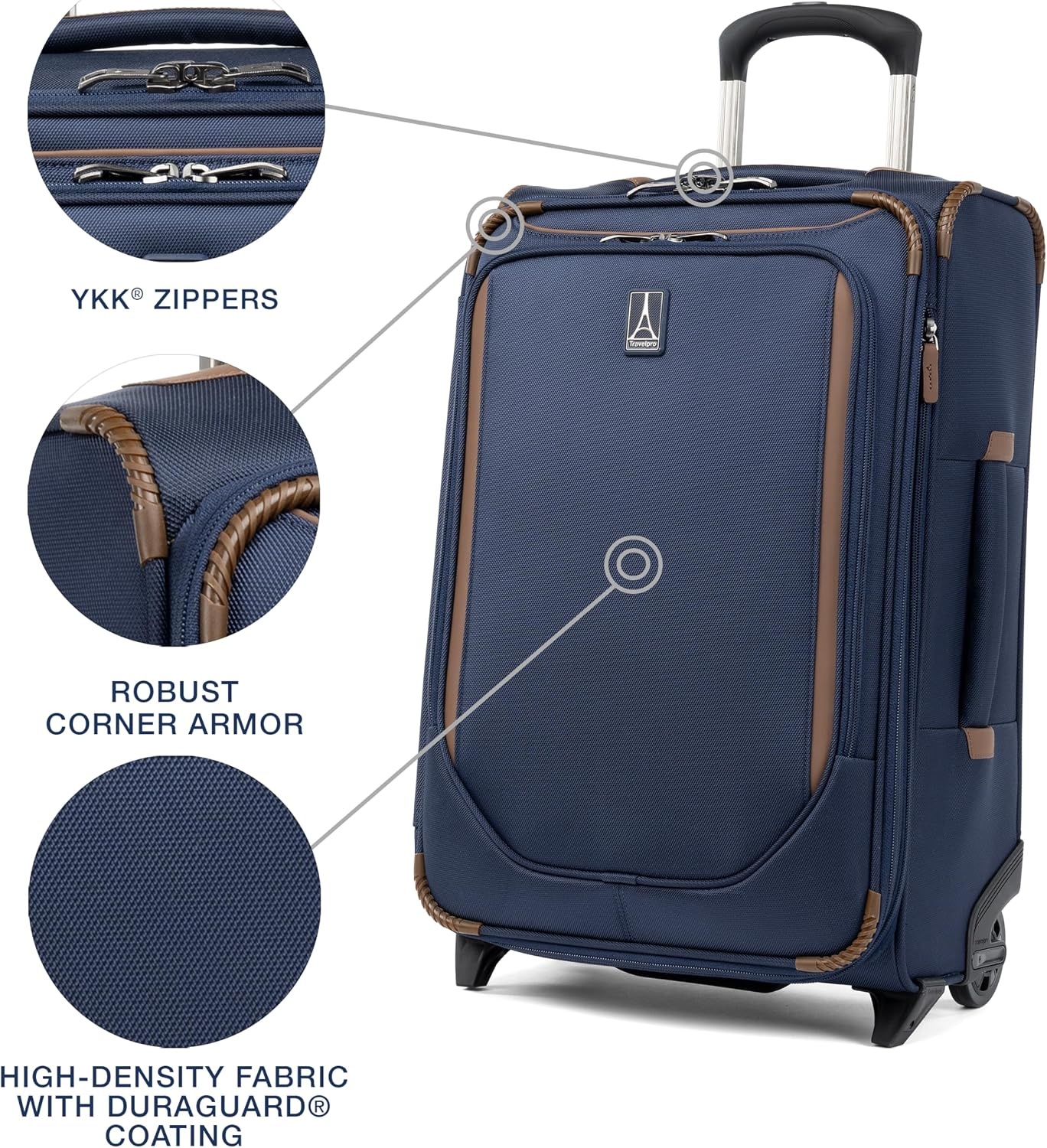 image:imageTravelpro Crew Classic Softside CarryOn Luggage Grey 22Inch Lightweight amp Expandable 2Wheel Upright Rollaboard With Multiple Pockets amp Organization Men amp WomenPatriot Blue
