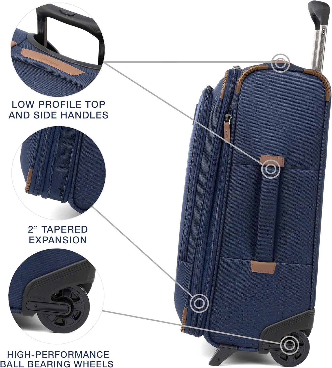image:imageTravelpro Crew Classic Softside CarryOn Luggage Grey 22Inch Lightweight amp Expandable 2Wheel Upright Rollaboard With Multiple Pockets amp Organization Men amp WomenPatriot Blue