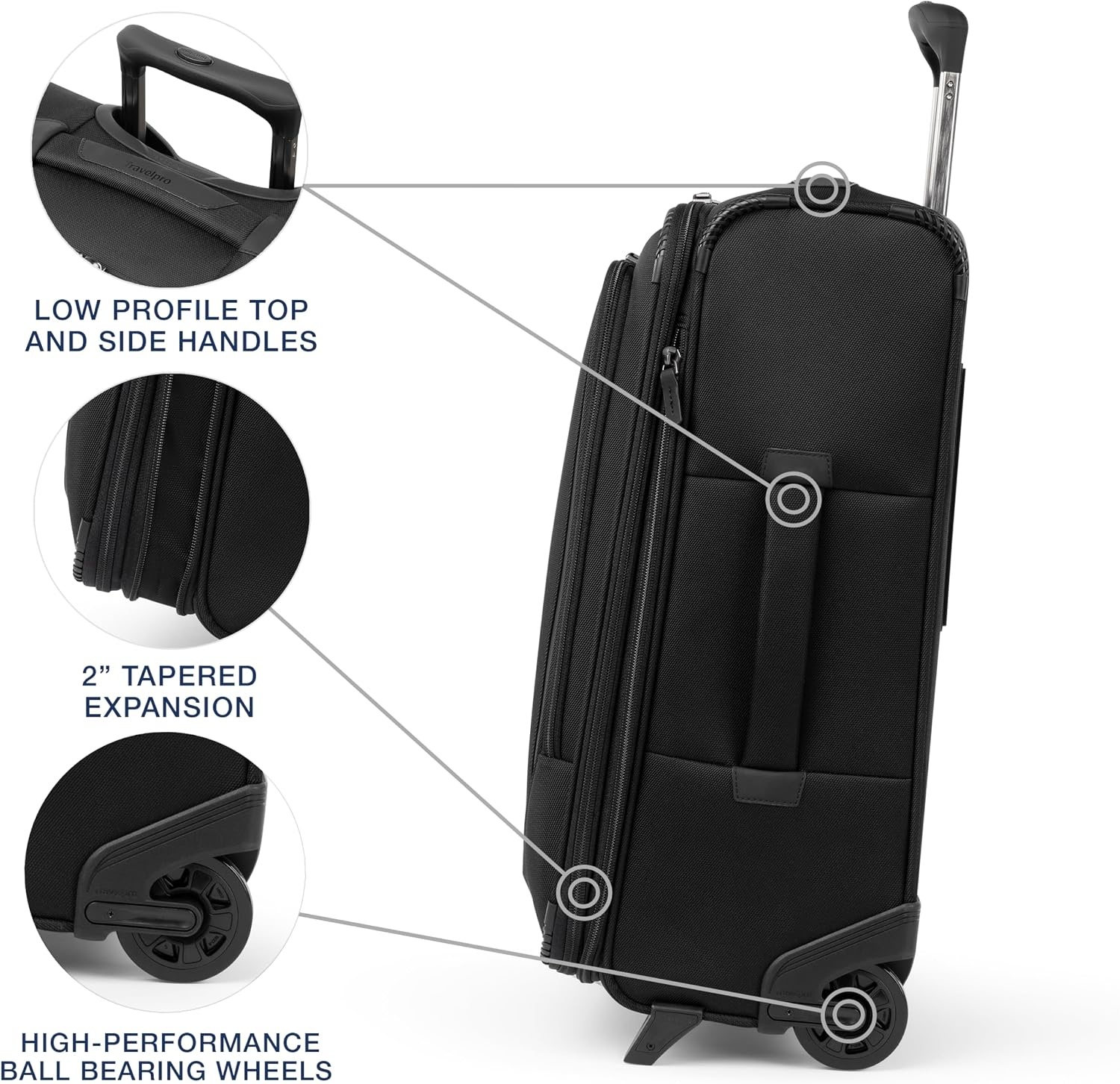 image:imageTravelpro Crew Classic Softside CarryOn Luggage Grey 22Inch Lightweight amp Expandable 2Wheel Upright Rollaboard With Multiple Pockets amp Organization Men amp WomenBlack