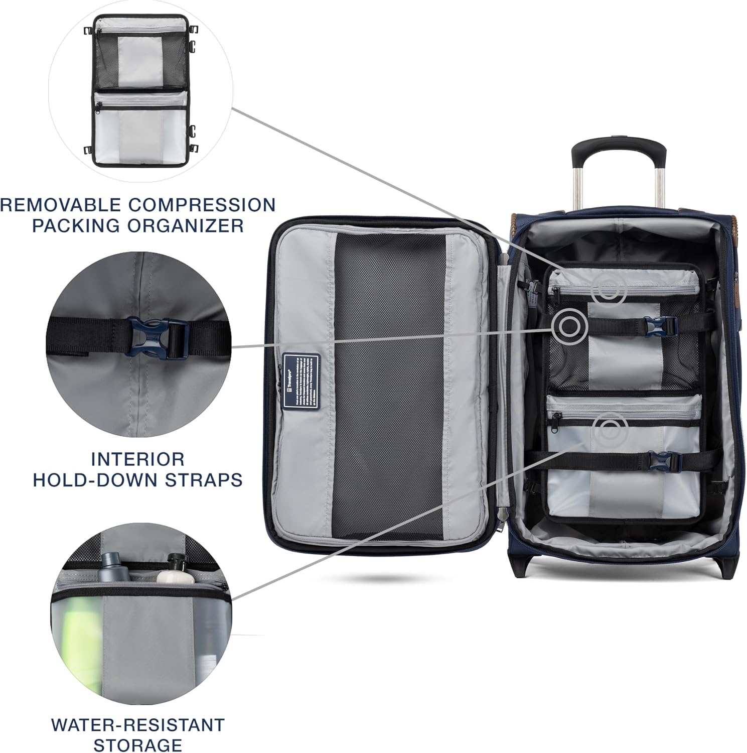image:imageTravelpro Crew Classic Softside CarryOn Luggage Grey 22Inch Lightweight amp Expandable 2Wheel Upright Rollaboard With Multiple Pockets amp Organization Men amp WomenPatriot Blue