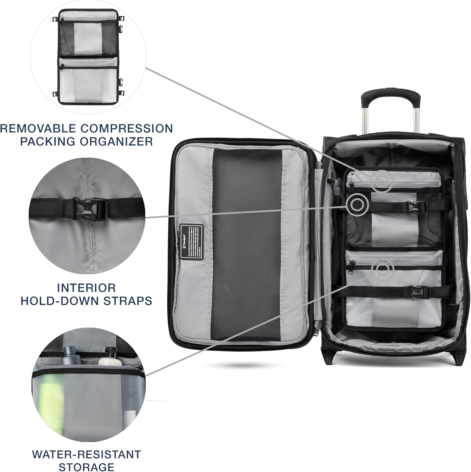 image:imageTravelpro Crew Classic Softside CarryOn Luggage Grey 22Inch Lightweight amp Expandable 2Wheel Upright Rollaboard With Multiple Pockets amp Organization Men amp WomenBlack