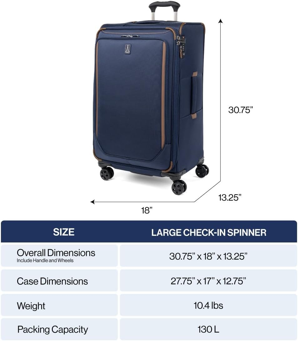image:imageTravelpro Crew Classic Softside Checked Luggage Black 29Inch Large Checked Suitcase Lightweight amp Expandable With 8 Spinner Wheels TSA Lock amp Multiple Interior Pockets Men amp WomenPatriot Blue