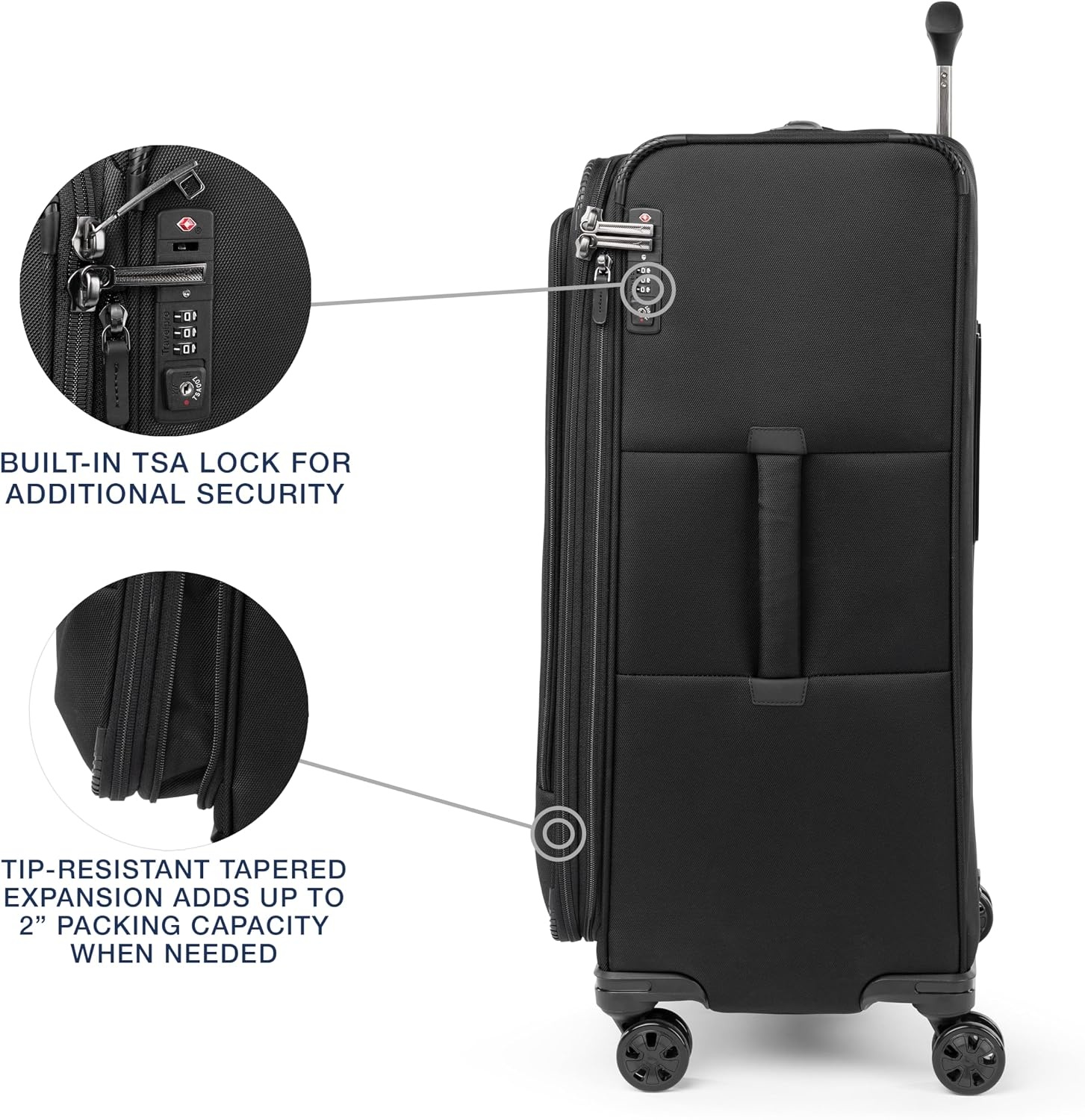 image:imageTravelpro Crew Classic Softside Checked Luggage Black 29Inch Large Checked Suitcase Lightweight amp Expandable With 8 Spinner Wheels TSA Lock amp Multiple Interior Pockets Men amp WomenBlack