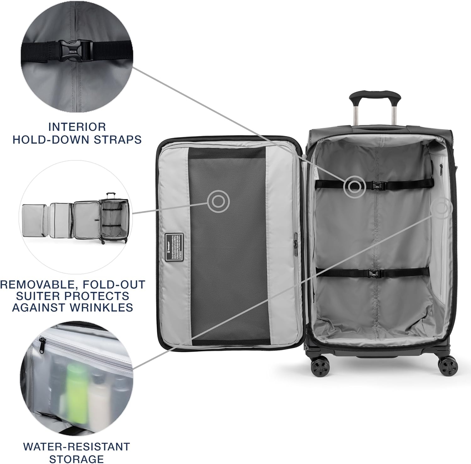 image:imageTravelpro Crew Classic Softside Checked Luggage Black 29Inch Large Checked Suitcase Lightweight amp Expandable With 8 Spinner Wheels TSA Lock amp Multiple Interior Pockets Men amp WomenTitanium Grey