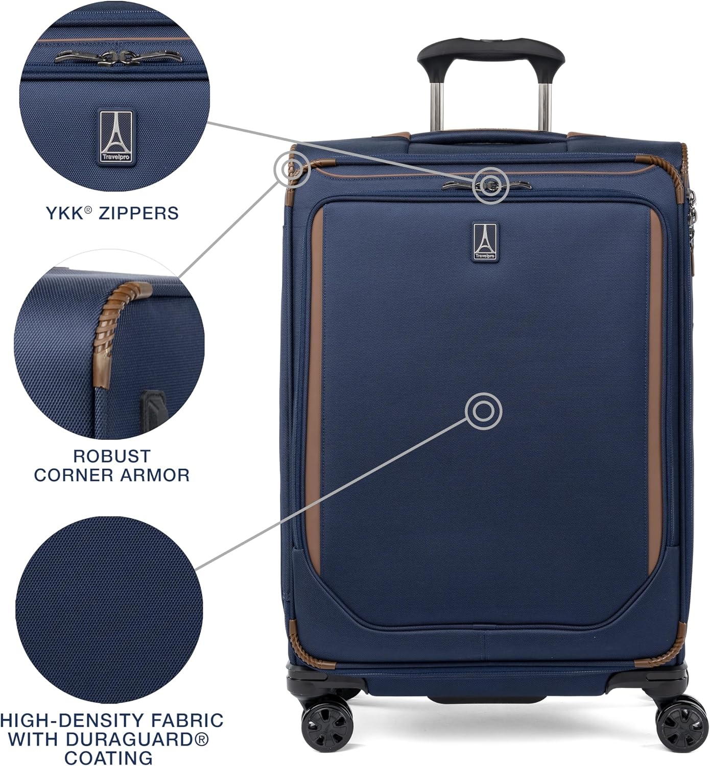 image:imageTravelpro Crew Classic Softside Checked Luggage Black 29Inch Large Checked Suitcase Lightweight amp Expandable With 8 Spinner Wheels TSA Lock amp Multiple Interior Pockets Men amp WomenPatriot Blue