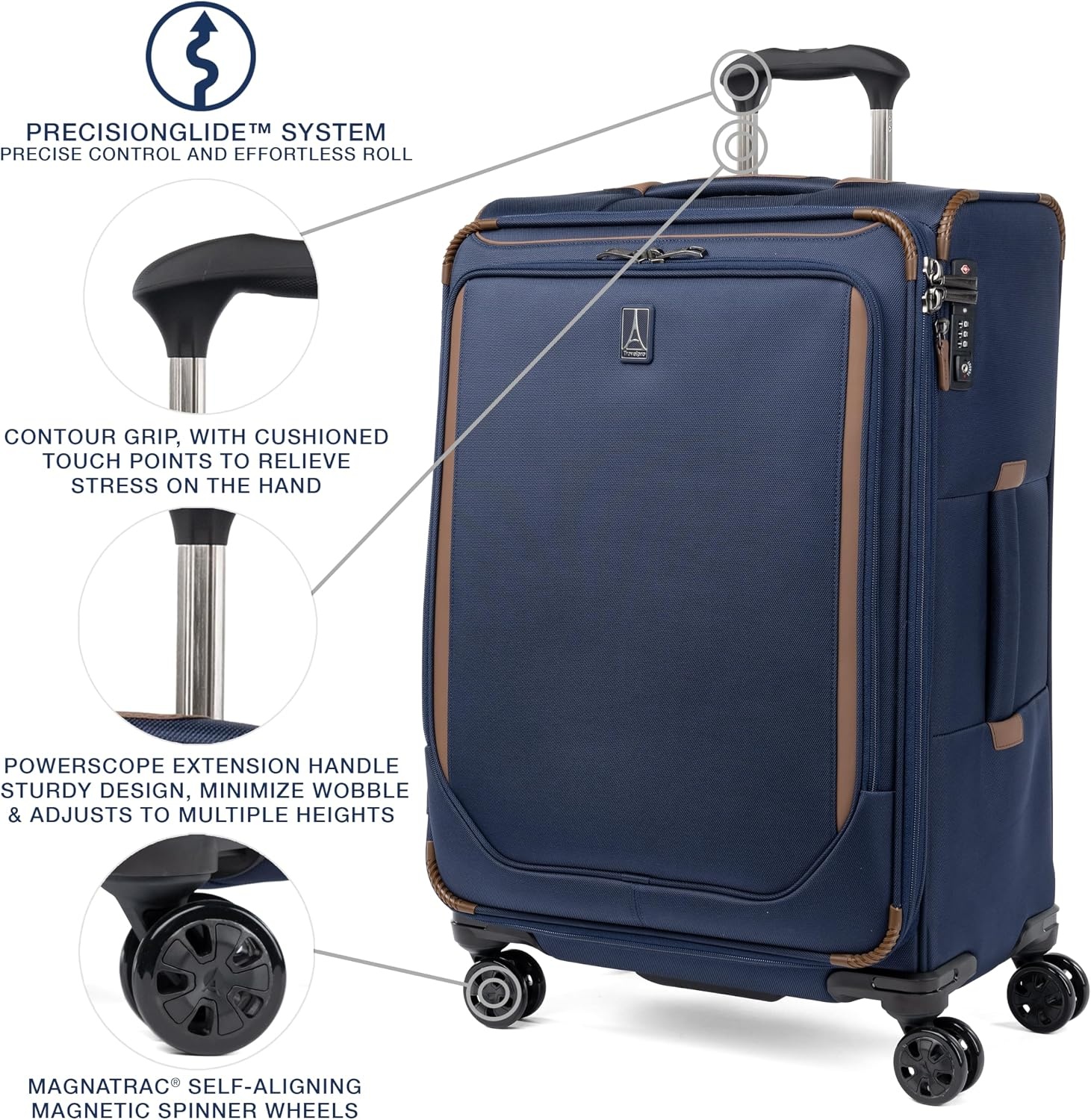 image:imageTravelpro Crew Classic Softside Checked Luggage Black 29Inch Large Checked Suitcase Lightweight amp Expandable With 8 Spinner Wheels TSA Lock amp Multiple Interior Pockets Men amp WomenPatriot Blue