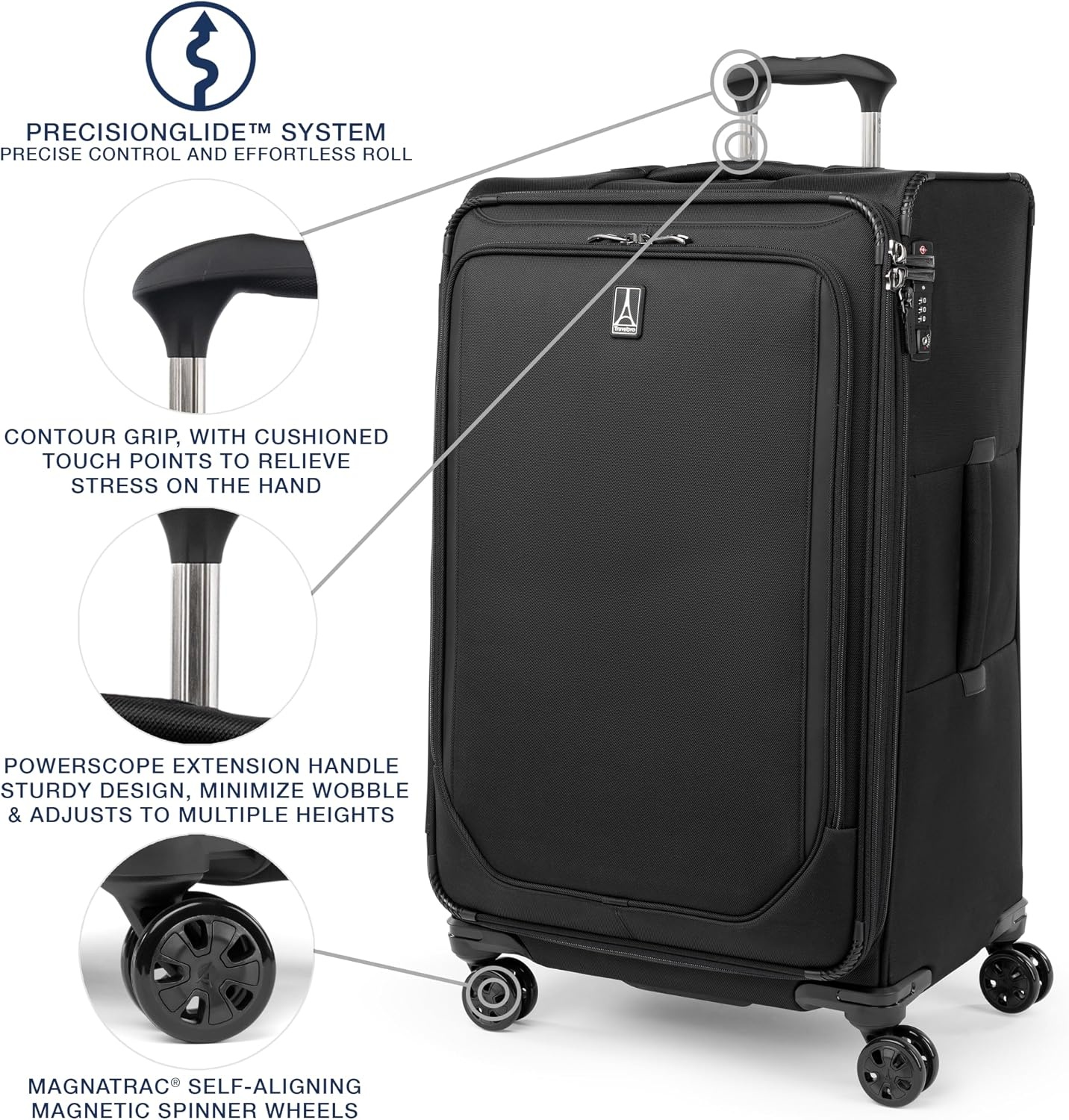 image:imageTravelpro Crew Classic Softside Checked Luggage Black 29Inch Large Checked Suitcase Lightweight amp Expandable With 8 Spinner Wheels TSA Lock amp Multiple Interior Pockets Men amp WomenBlack