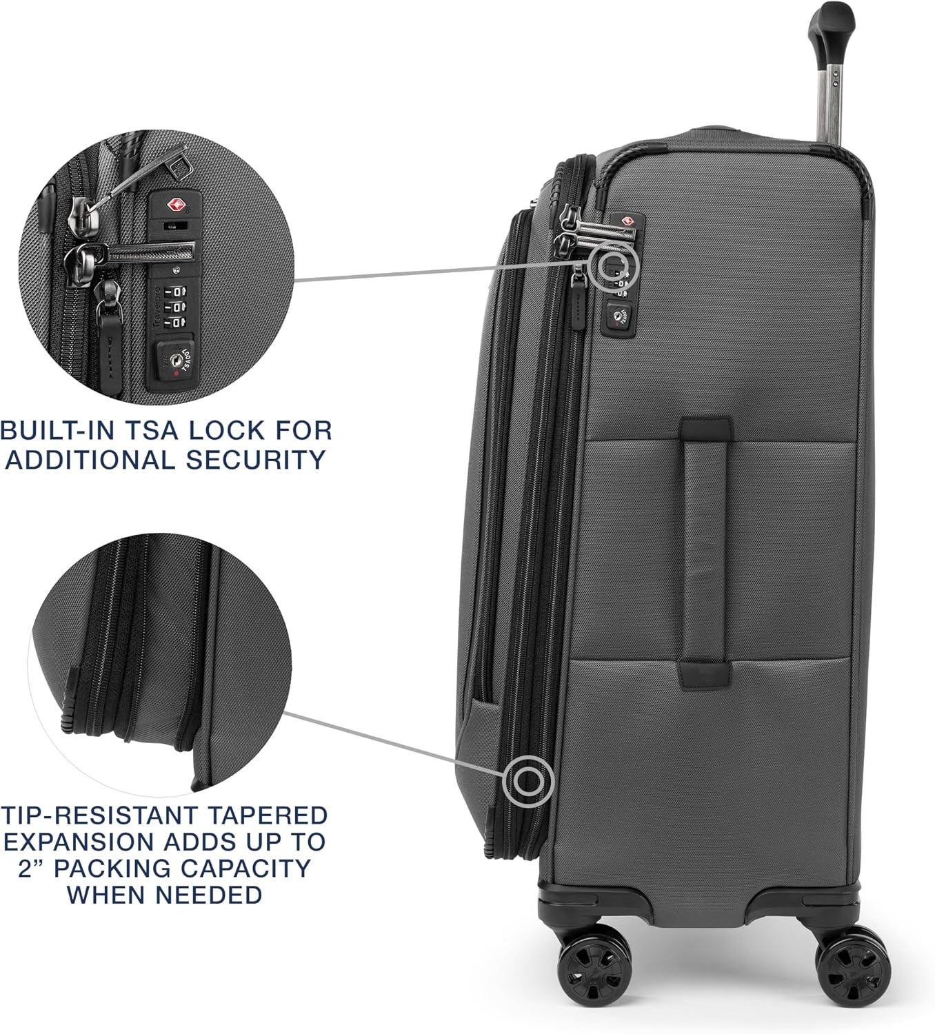 image:imageTravelpro Crew Classic Softside Checked Luggage Black 29Inch Large Checked Suitcase Lightweight amp Expandable With 8 Spinner Wheels TSA Lock amp Multiple Interior Pockets Men amp WomenTitanium Grey