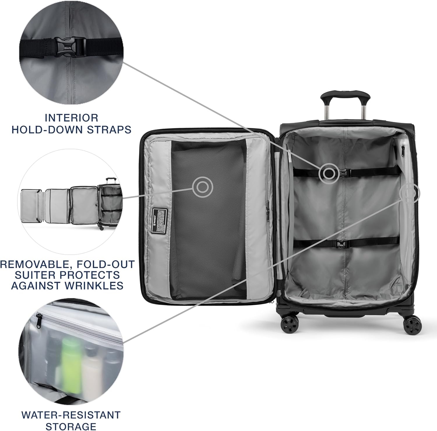 image:imageTravelpro Crew Classic Softside Checked Luggage Black 29Inch Large Checked Suitcase Lightweight amp Expandable With 8 Spinner Wheels TSA Lock amp Multiple Interior Pockets Men amp WomenBlack