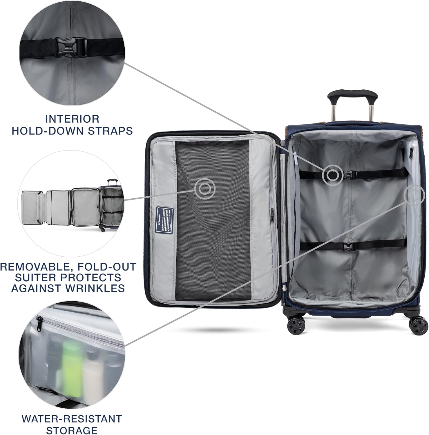 image:imageTravelpro Crew Classic Softside Checked Luggage Black 29Inch Large Checked Suitcase Lightweight amp Expandable With 8 Spinner Wheels TSA Lock amp Multiple Interior Pockets Men amp WomenPatriot Blue
