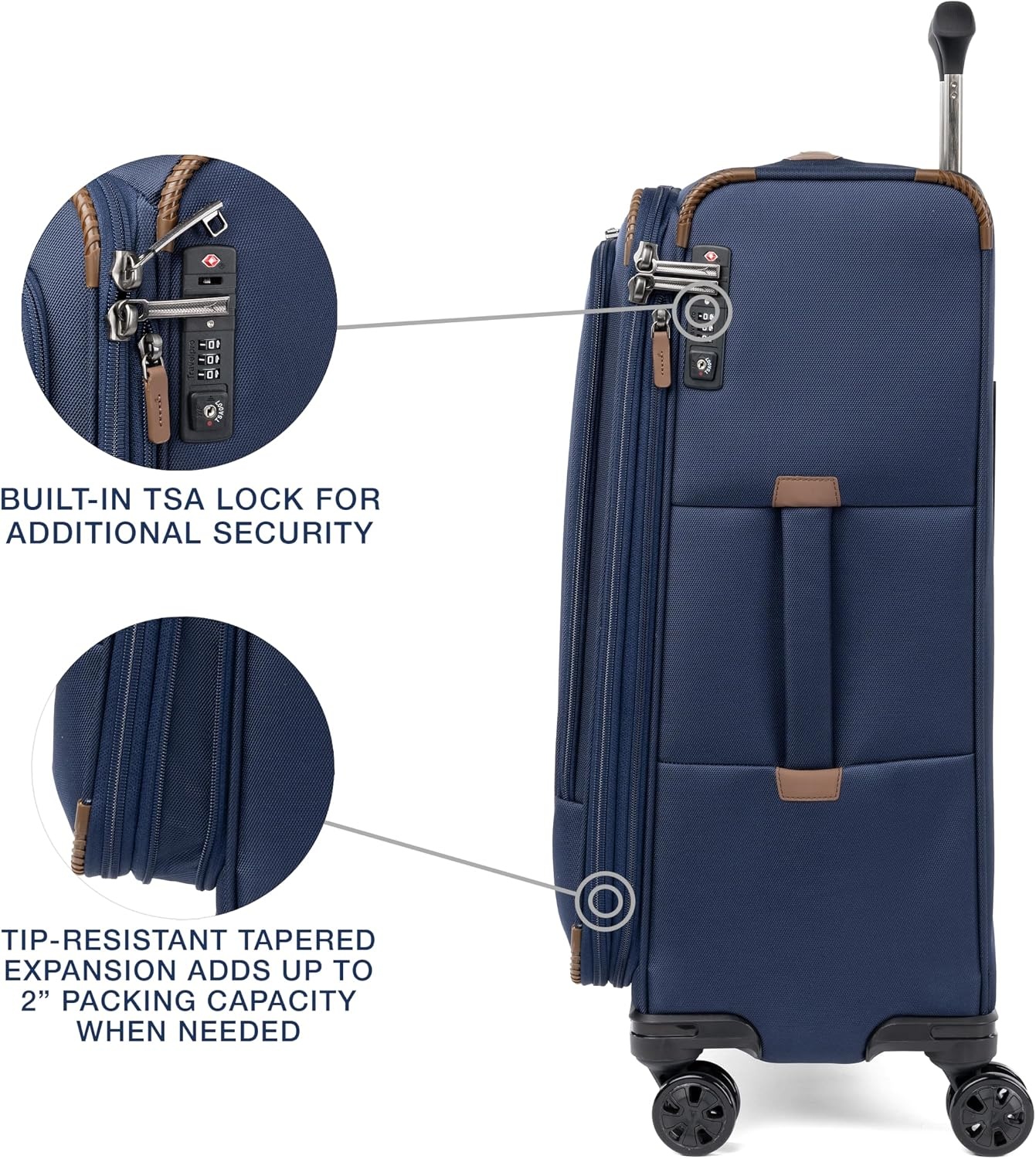 image:imageTravelpro Crew Classic Softside Checked Luggage Black 29Inch Large Checked Suitcase Lightweight amp Expandable With 8 Spinner Wheels TSA Lock amp Multiple Interior Pockets Men amp WomenPatriot Blue