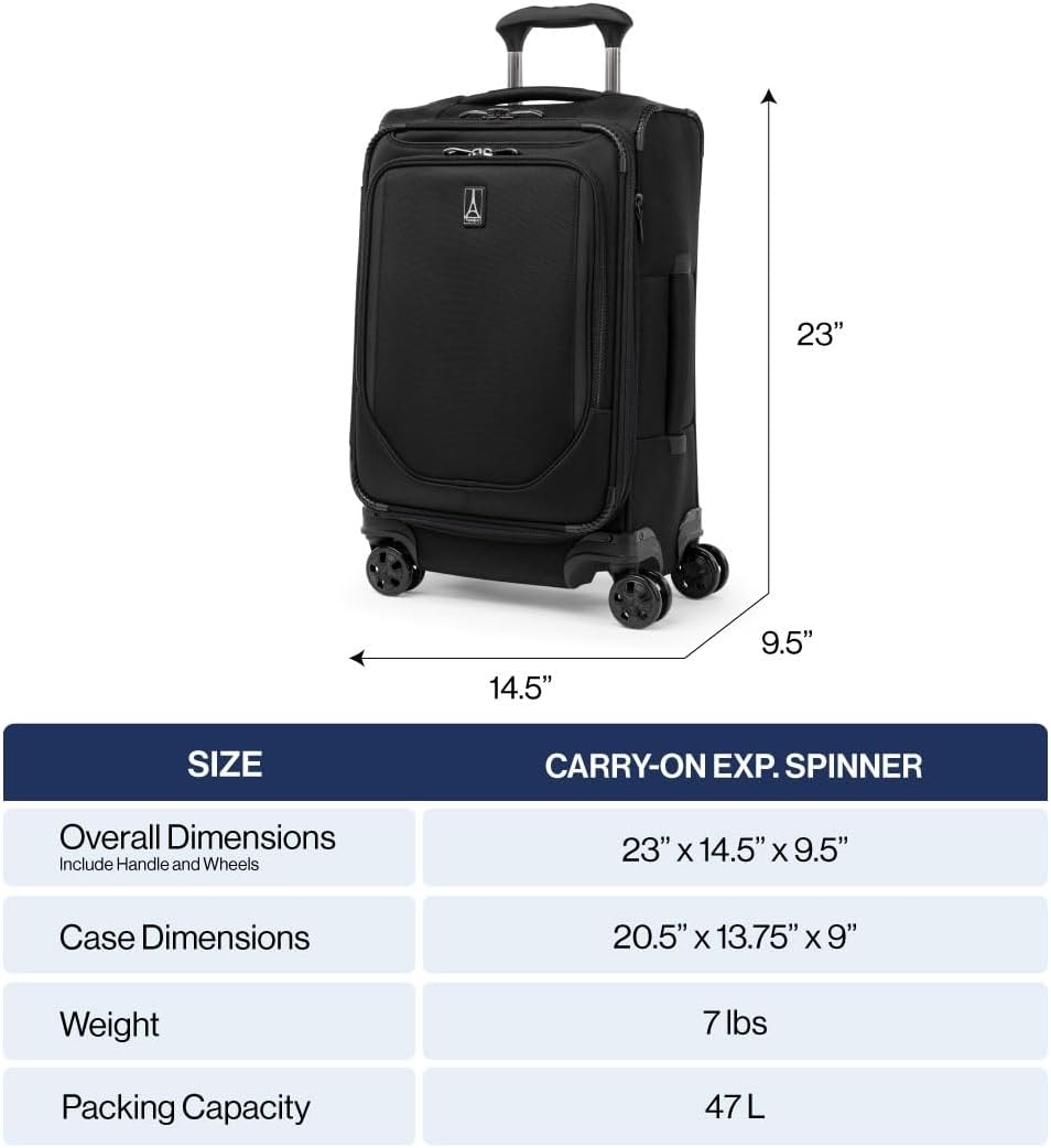 image:imageTravelpro Crew Classic Softside Checked Luggage Black 29Inch Large Checked Suitcase Lightweight amp Expandable With 8 Spinner Wheels TSA Lock amp Multiple Interior Pockets Men amp WomenTitanium Grey
