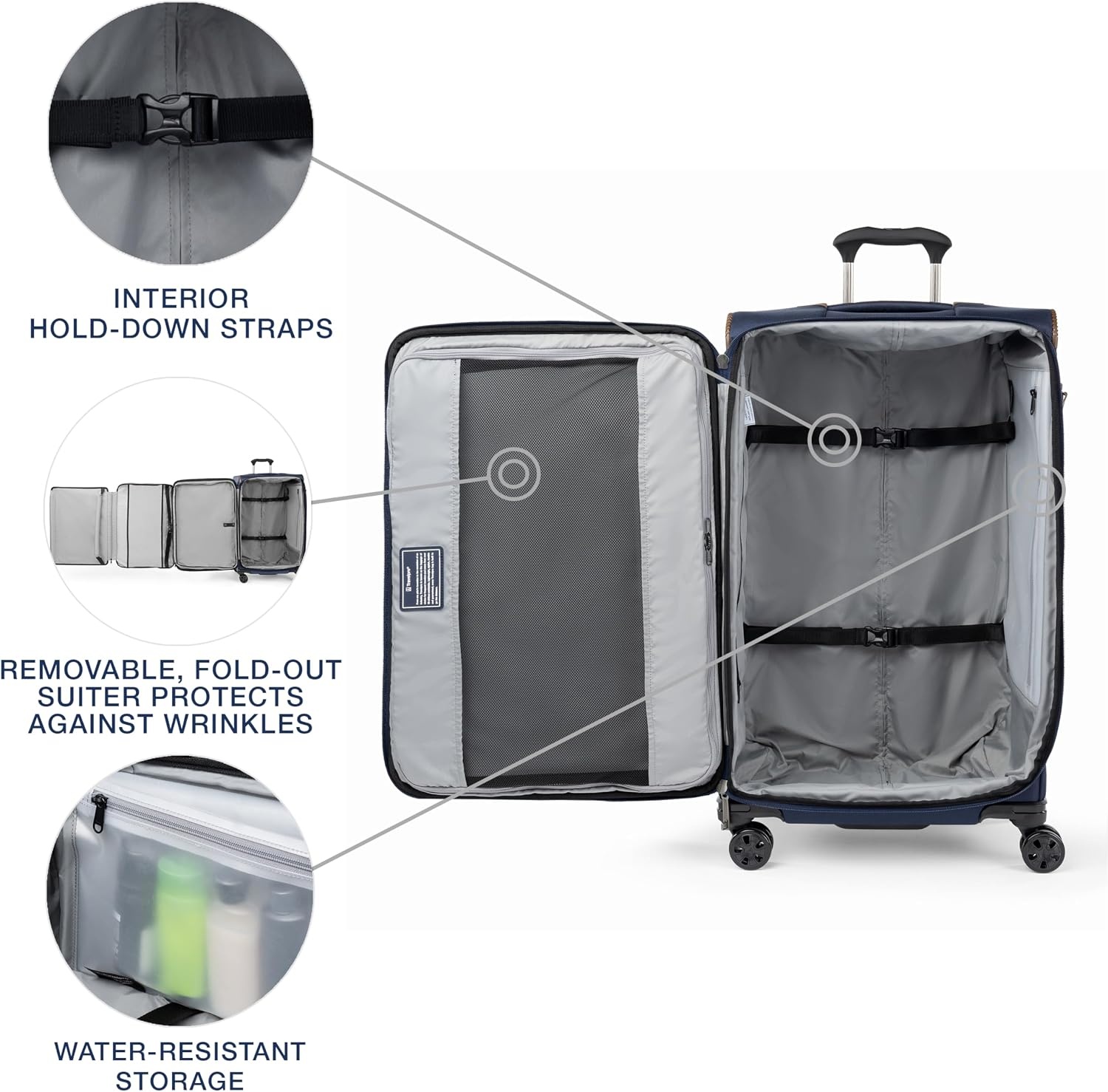 image:imageTravelpro Crew Classic Softside Checked Luggage Black 29Inch Large Checked Suitcase Lightweight amp Expandable With 8 Spinner Wheels TSA Lock amp Multiple Interior Pockets Men amp WomenPatriot Blue
