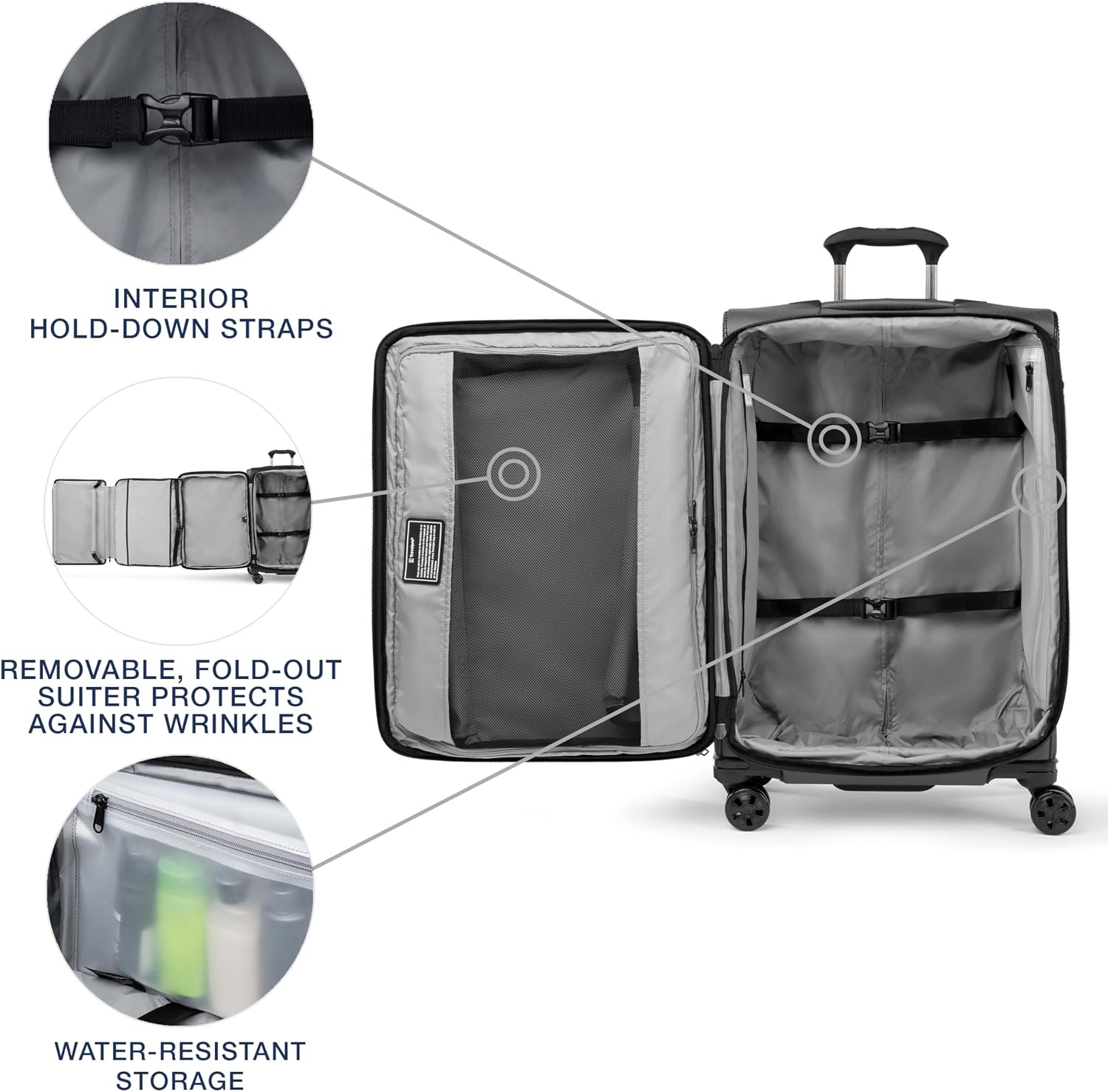image:imageTravelpro Crew Classic Softside Checked Luggage Black 29Inch Large Checked Suitcase Lightweight amp Expandable With 8 Spinner Wheels TSA Lock amp Multiple Interior Pockets Men amp WomenTitanium Grey