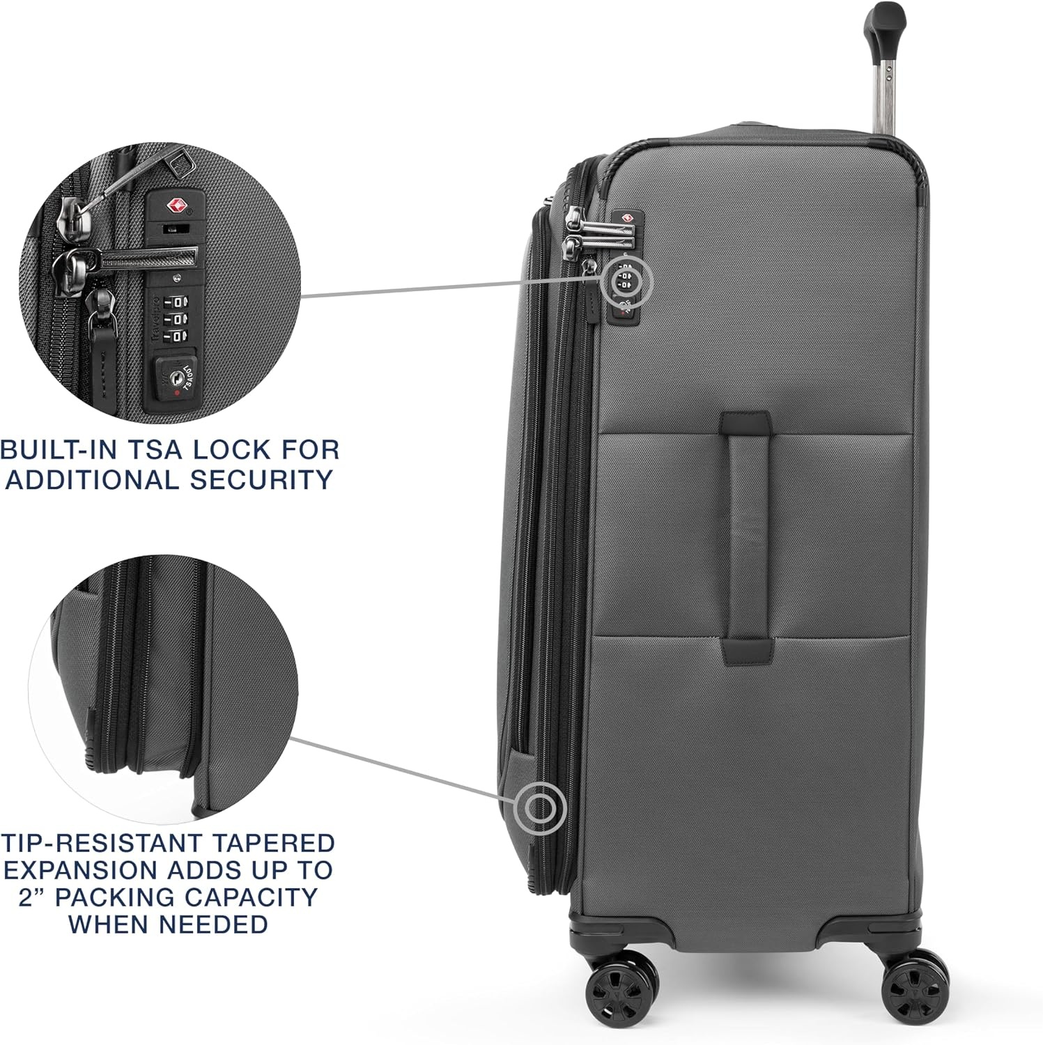 image:imageTravelpro Crew Classic Softside Checked Luggage Black 29Inch Large Checked Suitcase Lightweight amp Expandable With 8 Spinner Wheels TSA Lock amp Multiple Interior Pockets Men amp WomenTitanium Grey