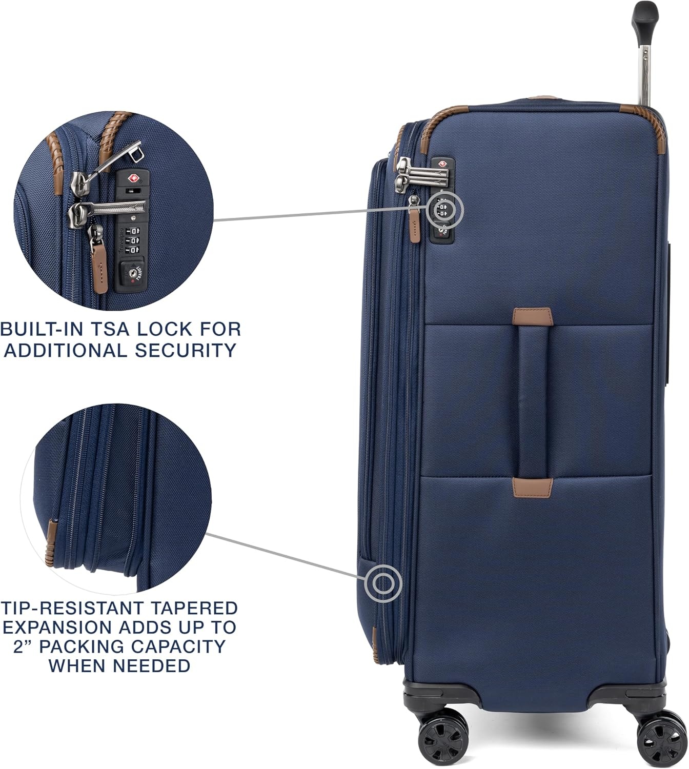 image:imageTravelpro Crew Classic Softside Checked Luggage Black 29Inch Large Checked Suitcase Lightweight amp Expandable With 8 Spinner Wheels TSA Lock amp Multiple Interior Pockets Men amp WomenPatriot Blue