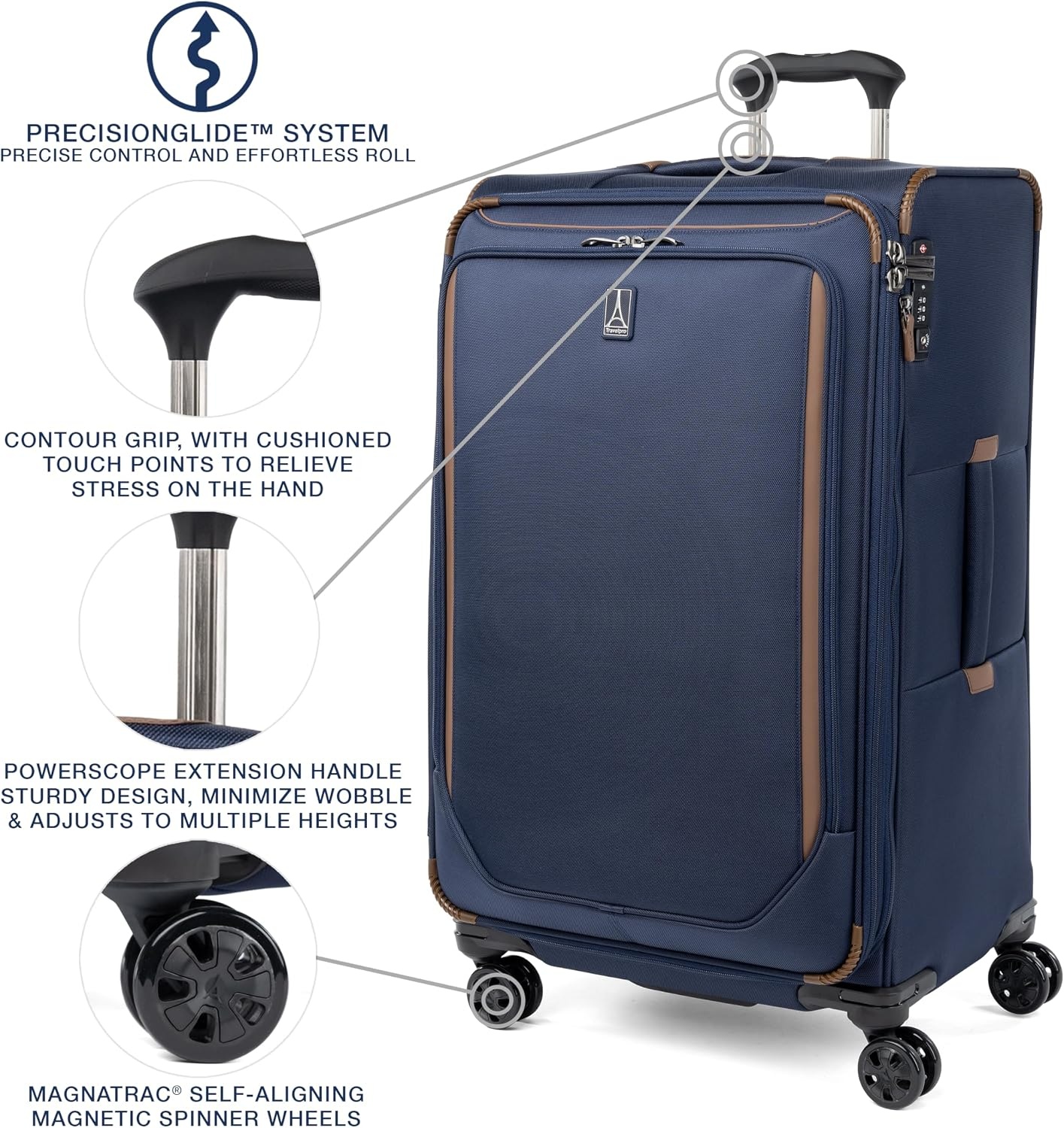 image:imageTravelpro Crew Classic Softside Checked Luggage Black 29Inch Large Checked Suitcase Lightweight amp Expandable With 8 Spinner Wheels TSA Lock amp Multiple Interior Pockets Men amp WomenPatriot Blue