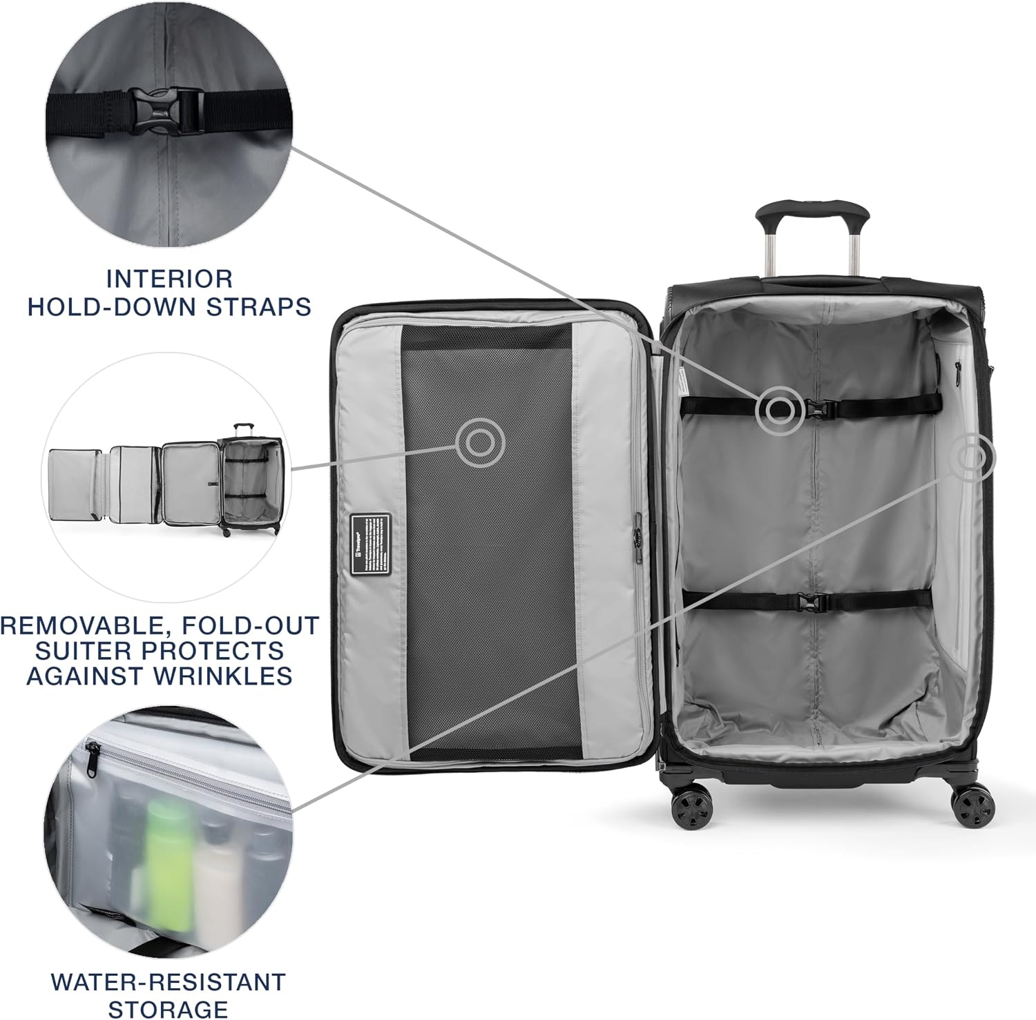 image:imageTravelpro Crew Classic Softside Checked Luggage Black 29Inch Large Checked Suitcase Lightweight amp Expandable With 8 Spinner Wheels TSA Lock amp Multiple Interior Pockets Men amp WomenBlack