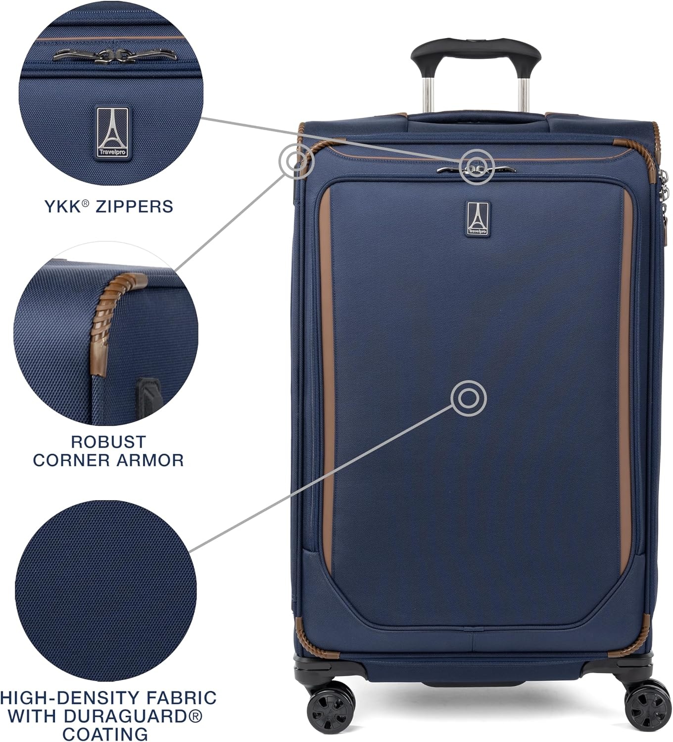 image:imageTravelpro Crew Classic Softside Checked Luggage Black 29Inch Large Checked Suitcase Lightweight amp Expandable With 8 Spinner Wheels TSA Lock amp Multiple Interior Pockets Men amp WomenPatriot Blue