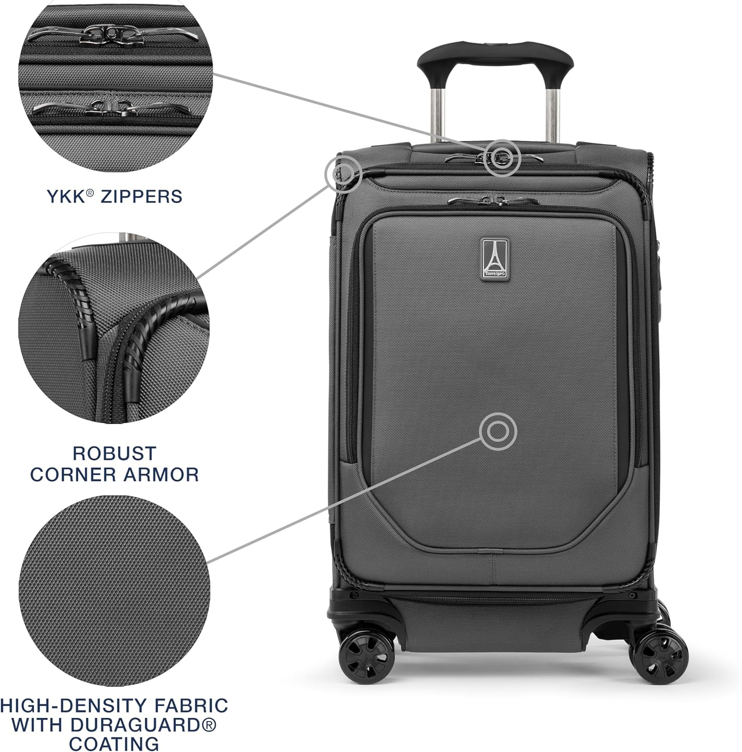 image:imageTravelpro Crew Classic Softside Checked Luggage Black 29Inch Large Checked Suitcase Lightweight amp Expandable With 8 Spinner Wheels TSA Lock amp Multiple Interior Pockets Men amp WomenTitanium Grey