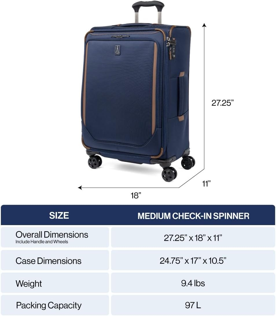 image:imageTravelpro Crew Classic Softside Checked Luggage Black 29Inch Large Checked Suitcase Lightweight amp Expandable With 8 Spinner Wheels TSA Lock amp Multiple Interior Pockets Men amp WomenPatriot Blue