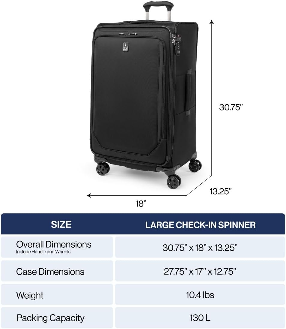 image:imageTravelpro Crew Classic Softside Checked Luggage Black 29Inch Large Checked Suitcase Lightweight amp Expandable With 8 Spinner Wheels TSA Lock amp Multiple Interior Pockets Men amp WomenTitanium Grey