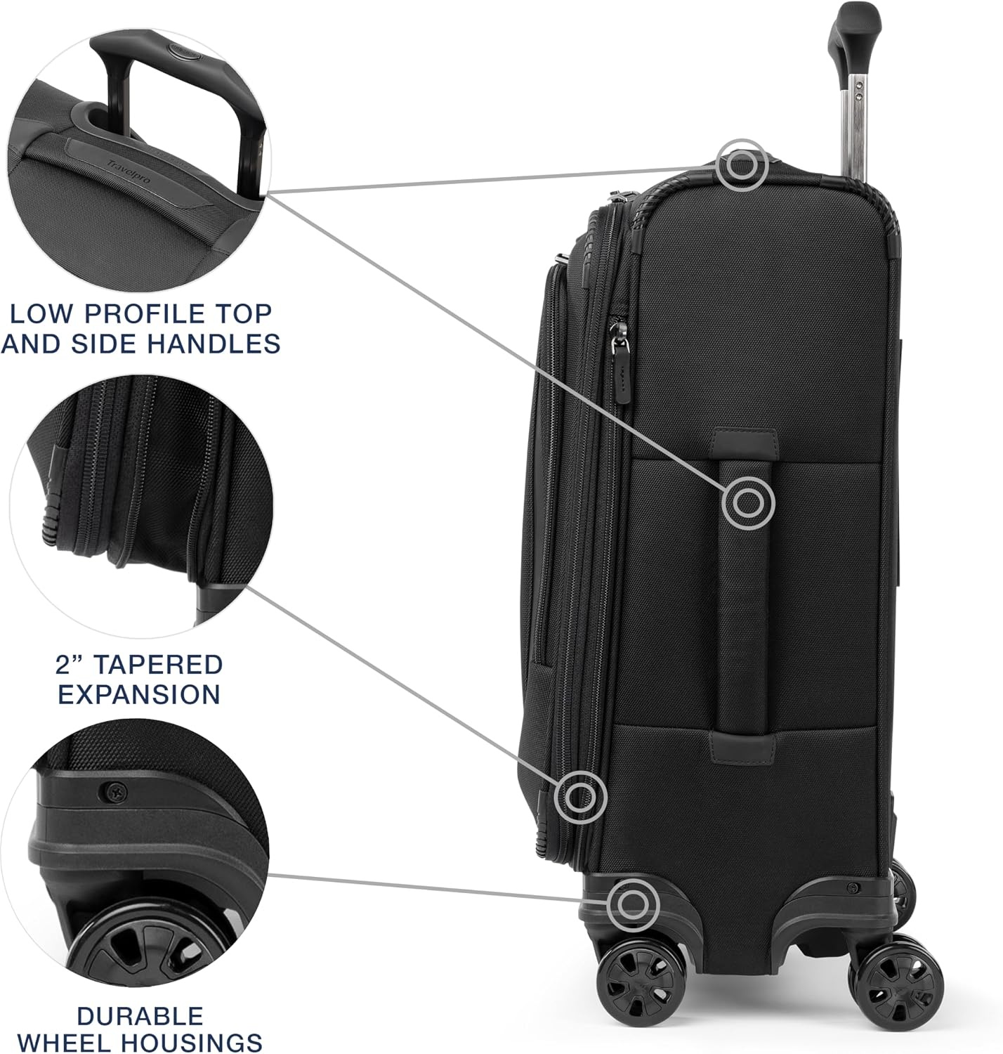 image:imageTravelpro Crew Classic Softside Checked Luggage Black 29Inch Large Checked Suitcase Lightweight amp Expandable With 8 Spinner Wheels TSA Lock amp Multiple Interior Pockets Men amp WomenBlack
