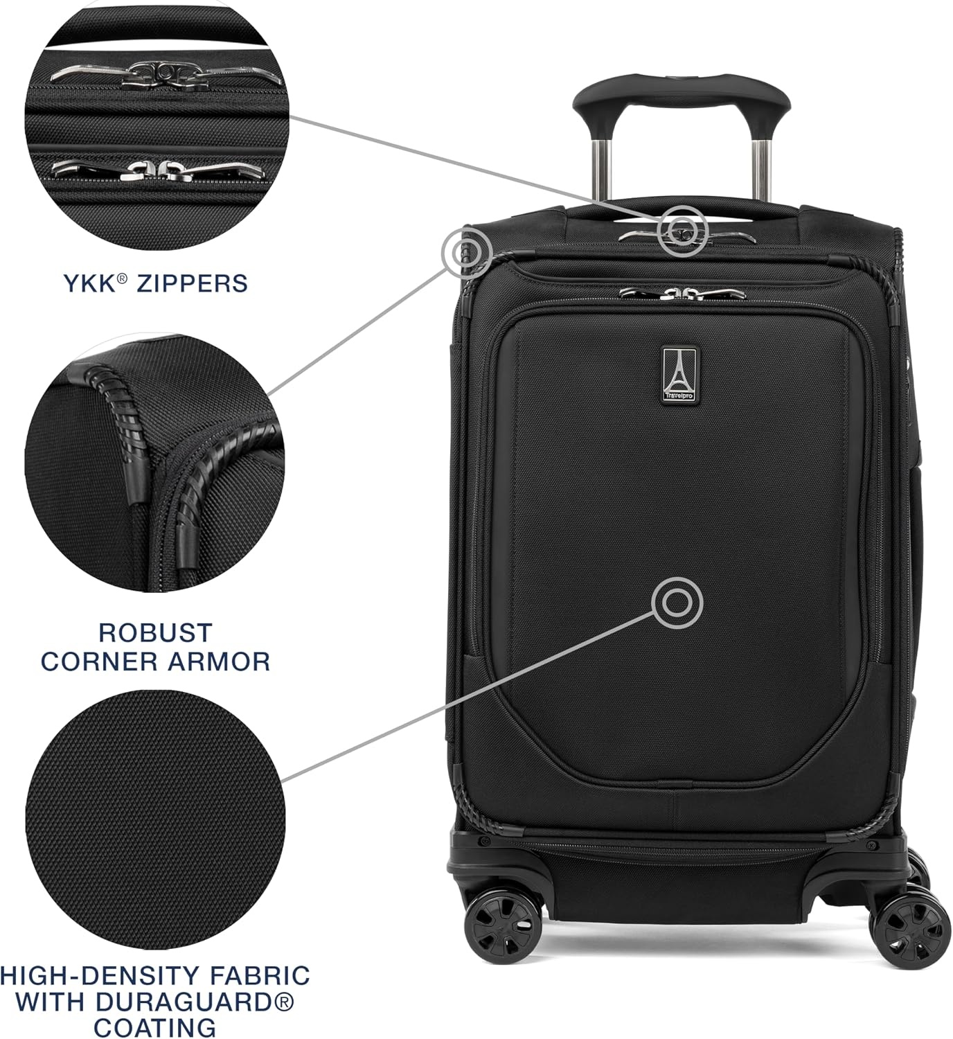 image:imageTravelpro Crew Classic Softside Checked Luggage Black 29Inch Large Checked Suitcase Lightweight amp Expandable With 8 Spinner Wheels TSA Lock amp Multiple Interior Pockets Men amp WomenBlack