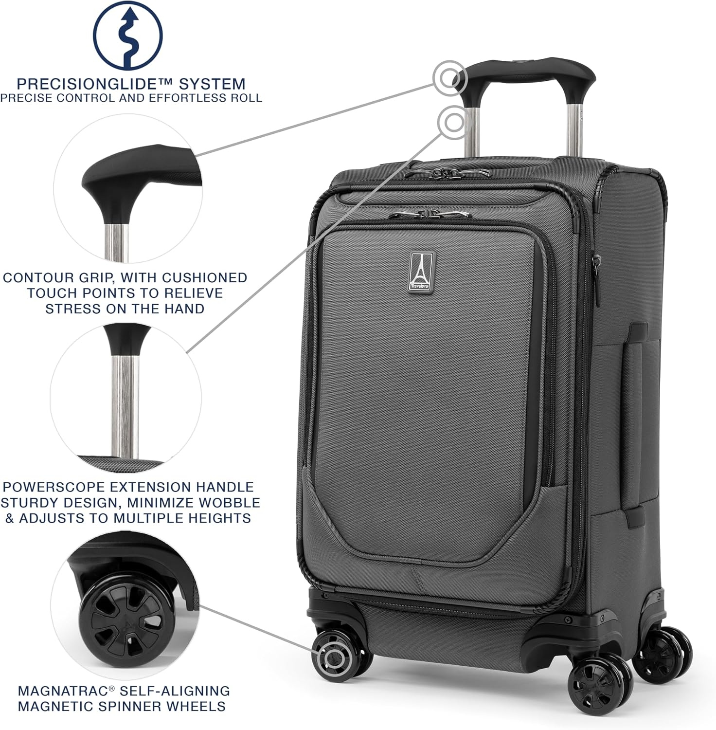 image:imageTravelpro Crew Classic Softside Checked Luggage Black 29Inch Large Checked Suitcase Lightweight amp Expandable With 8 Spinner Wheels TSA Lock amp Multiple Interior Pockets Men amp WomenTitanium Grey