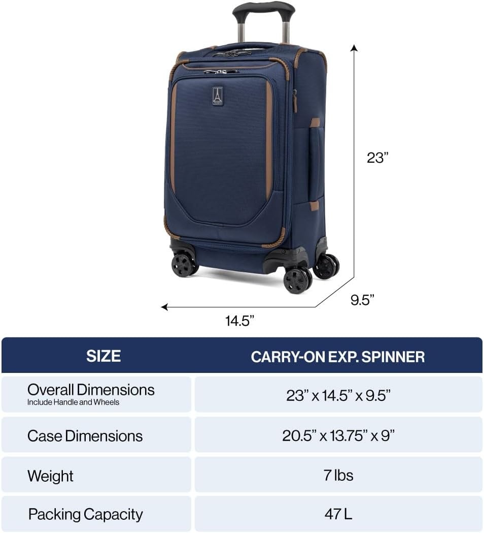 image:imageTravelpro Crew Classic Softside Checked Luggage Black 29Inch Large Checked Suitcase Lightweight amp Expandable With 8 Spinner Wheels TSA Lock amp Multiple Interior Pockets Men amp WomenPatriot Blue
