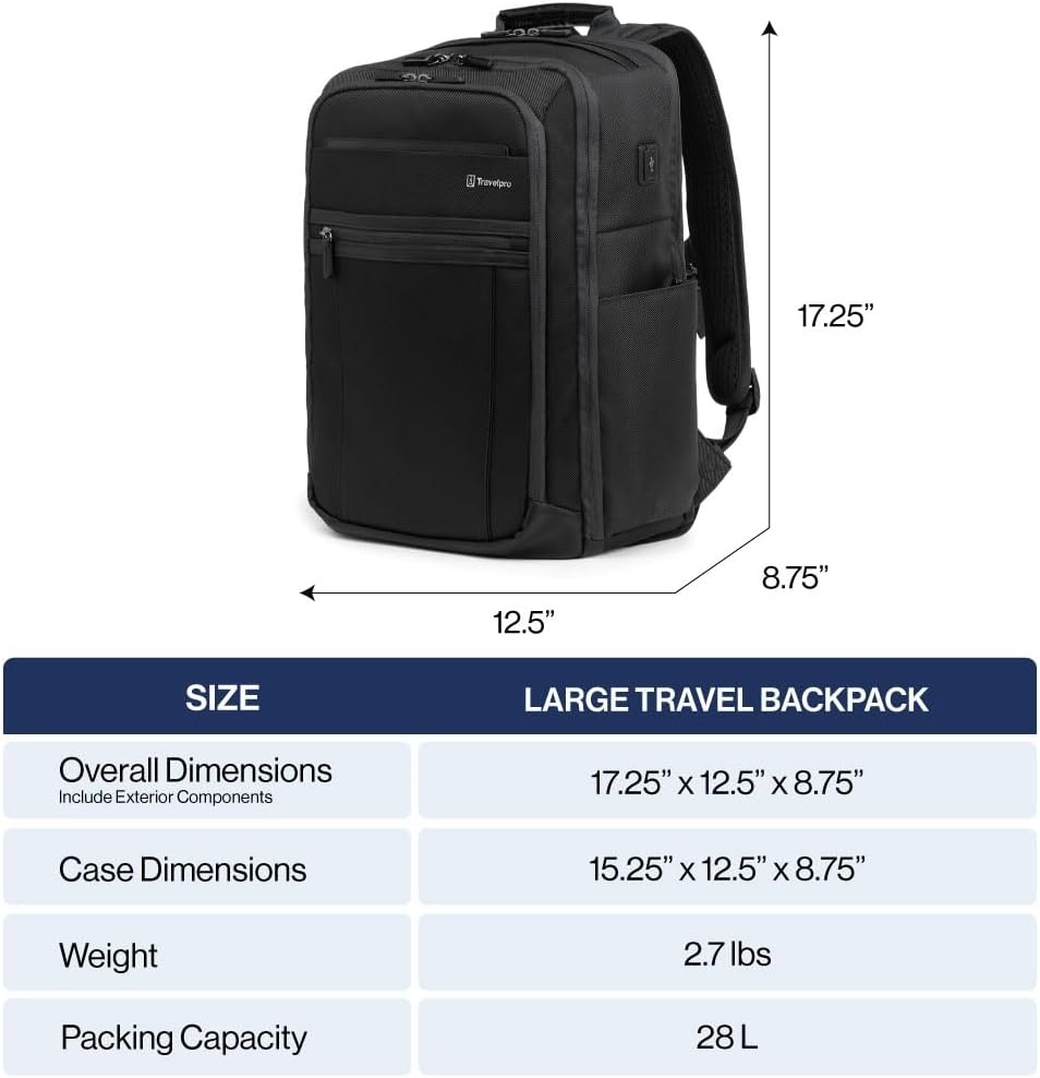 image:imageTravelpro Crew Executive Choice 3 Large Travel Laptop Backpack Blue Fits 156Inch Laptops amp Tablets USBA amp C Ports WaterResistant Nylon Men amp WomenTitanium Grey