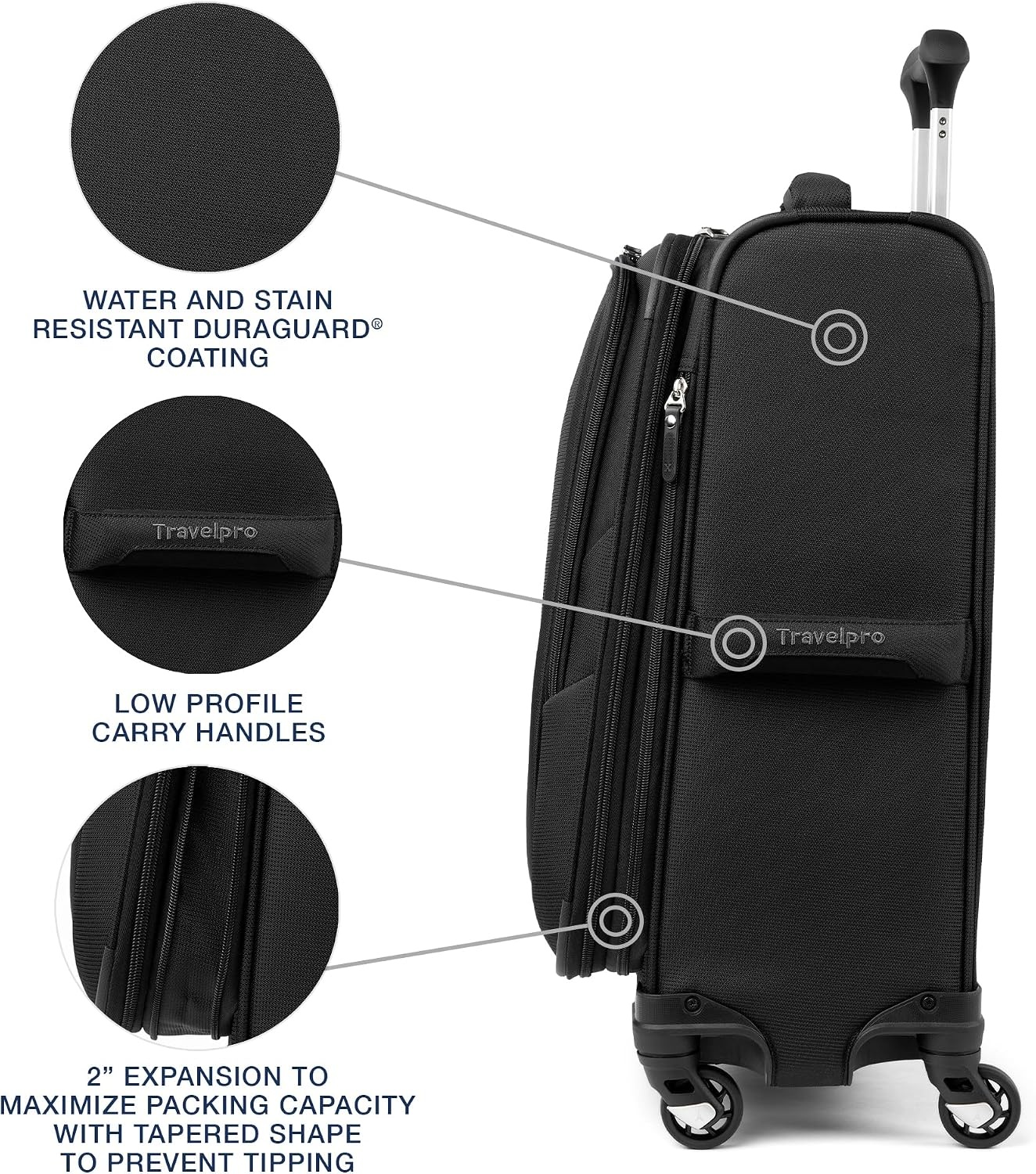 image:imageTravelpro Maxlite 5 Softside 2pc Set Expandable Carry On Luggage with 4 Spinner WheelsSoft Underseat Tote Lightweight Suitcase Men and Women Black