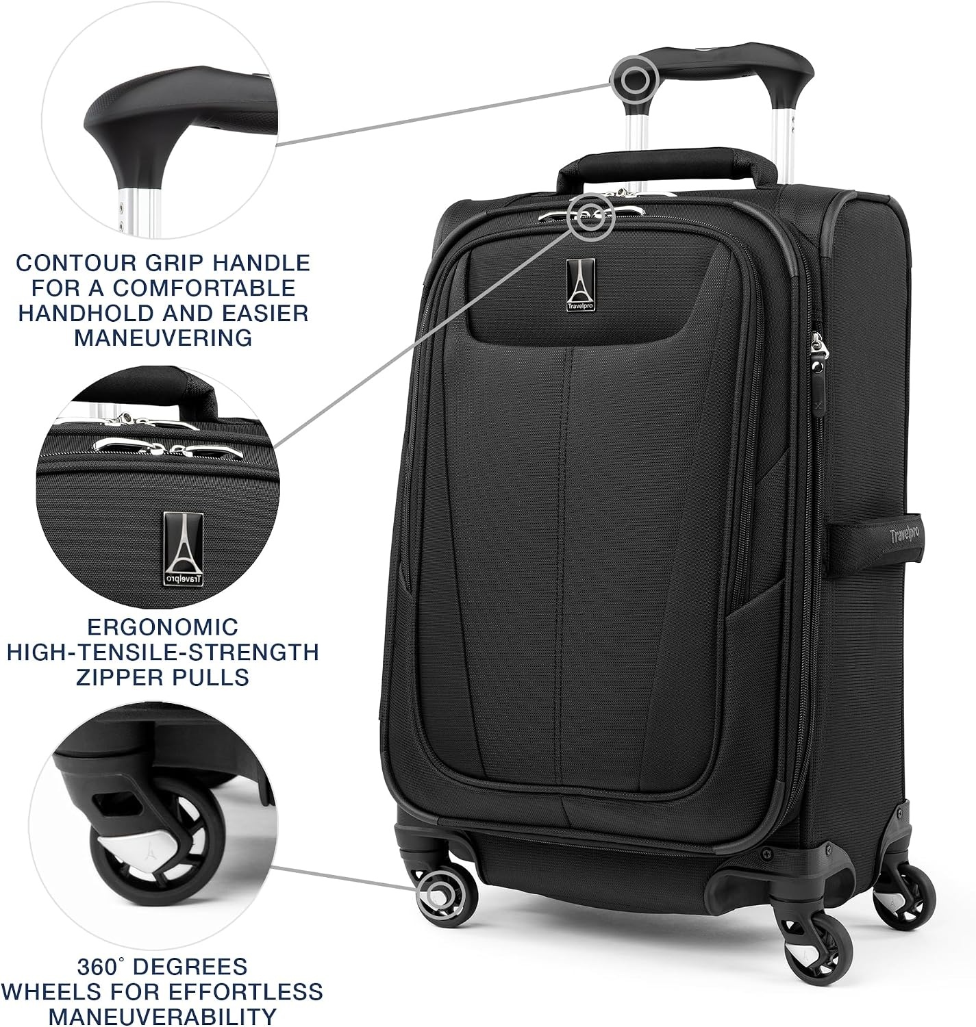 image:imageTravelpro Maxlite 5 Softside 2pc Set Expandable Carry On Luggage with 4 Spinner WheelsSoft Underseat Tote Lightweight Suitcase Men and Women Black