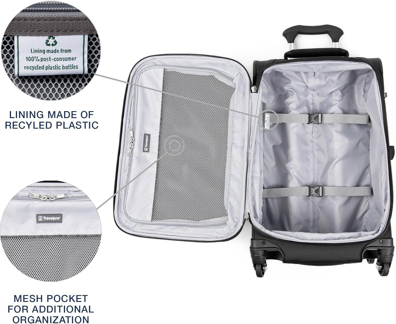 image:imageTravelpro Maxlite 5 Softside 2pc Set Expandable Carry On Luggage with 4 Spinner WheelsSoft Underseat Tote Lightweight Suitcase Men and Women Black