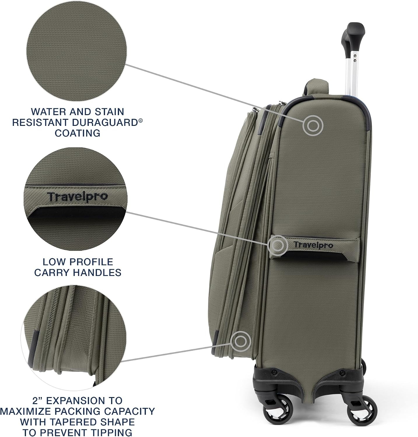 image:imageTravelpro Maxlite 5 Softside 2pc Set Expandable Carry On Luggage with 4 Spinner WheelsSoft Underseat Tote Lightweight Suitcase Men and Women Slate GreenSlate Green