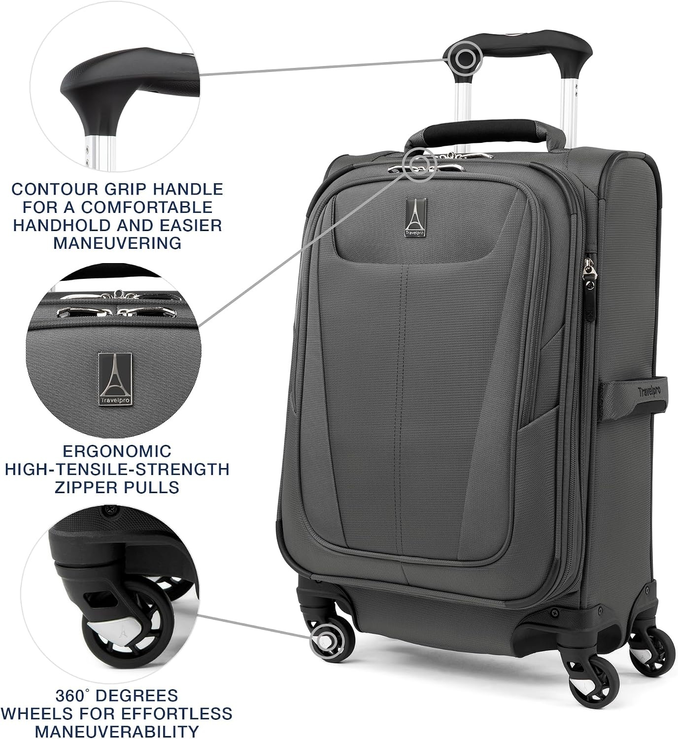 image:imageTravelpro Maxlite 5 Softside 2pc Set Expandable Carry On Luggage with 4 Spinner WheelsSoft Underseat Tote Lightweight Suitcase Men and Women Slate GreenShadow Grey
